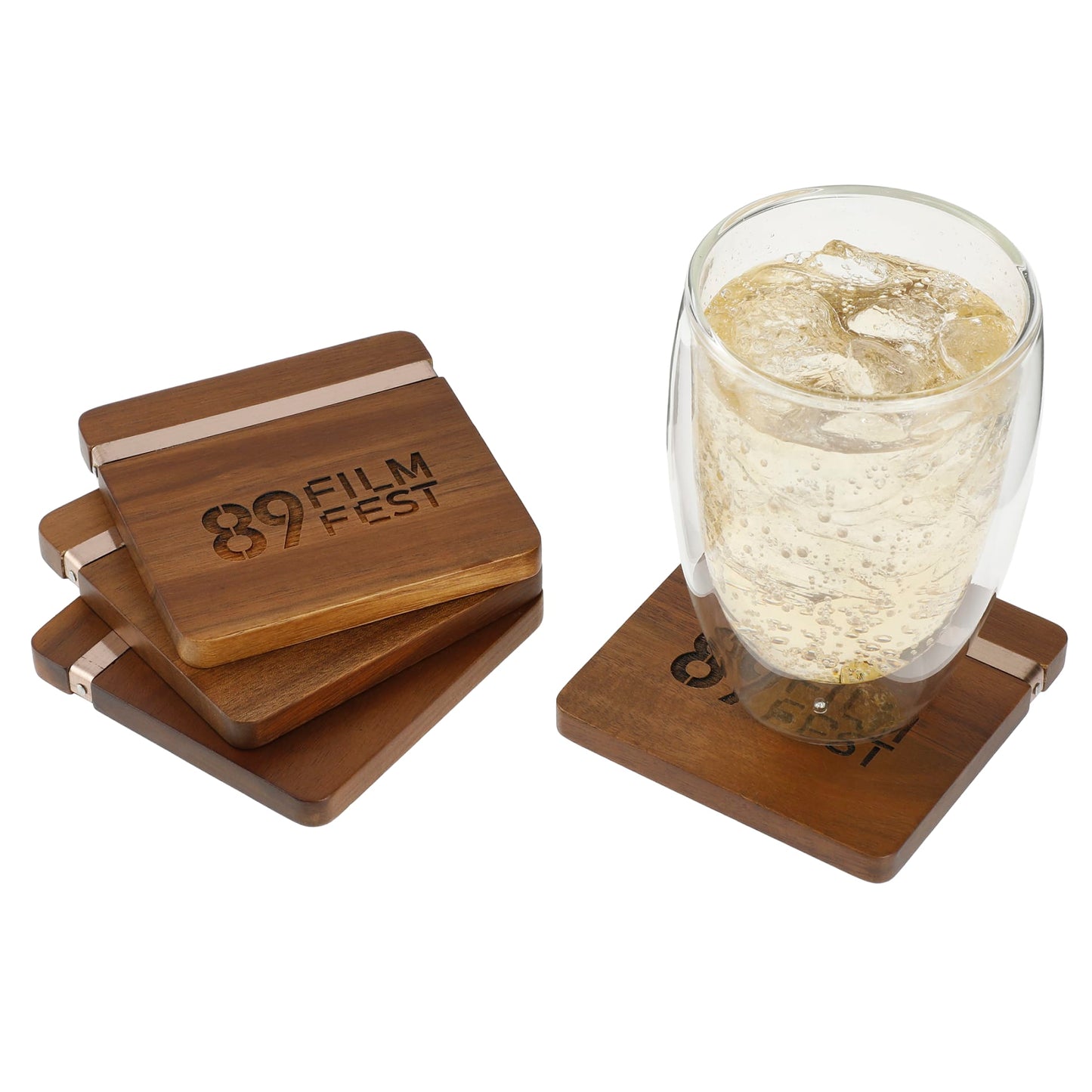 Graze Wood and Metal Coaster Set