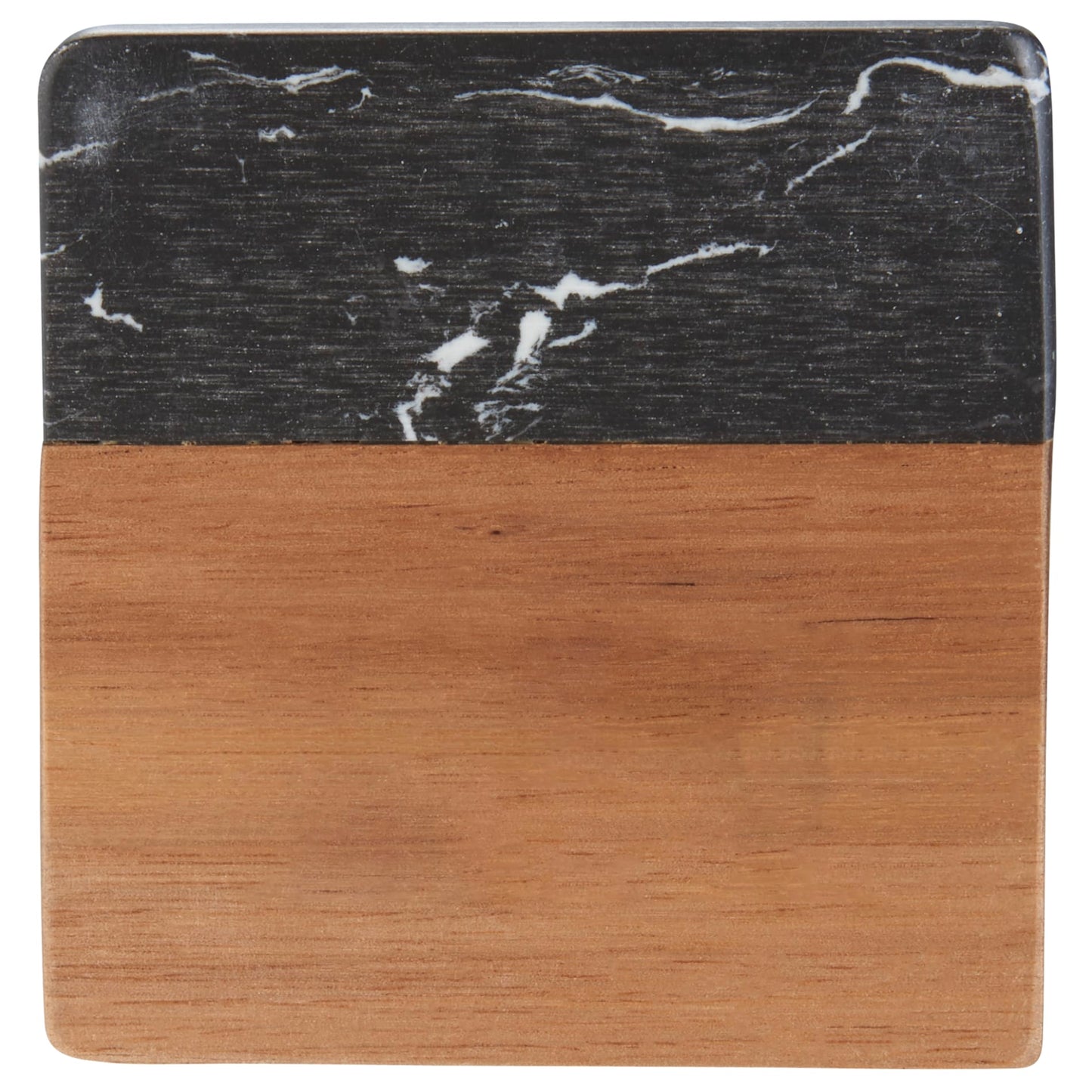 Black Marble and Wood Coaster Set