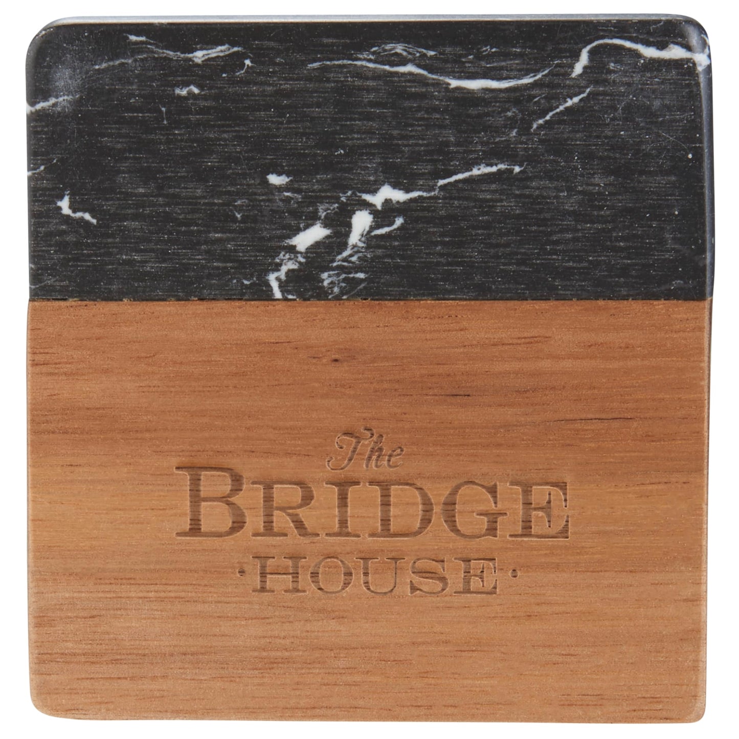 Black Marble and Wood Coaster Set