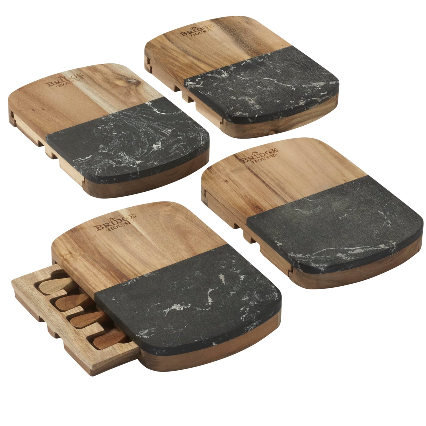 Black Marble Cheese Board Set with Knives