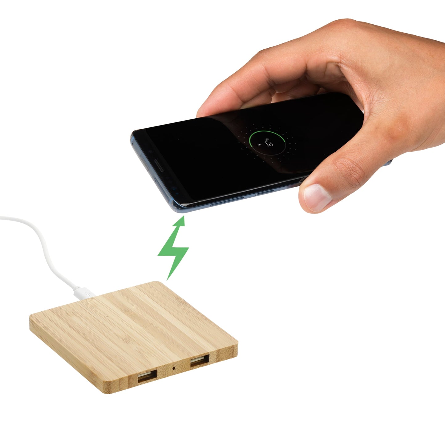 Bamboo Wireless Charging Pad with Dual Outputs