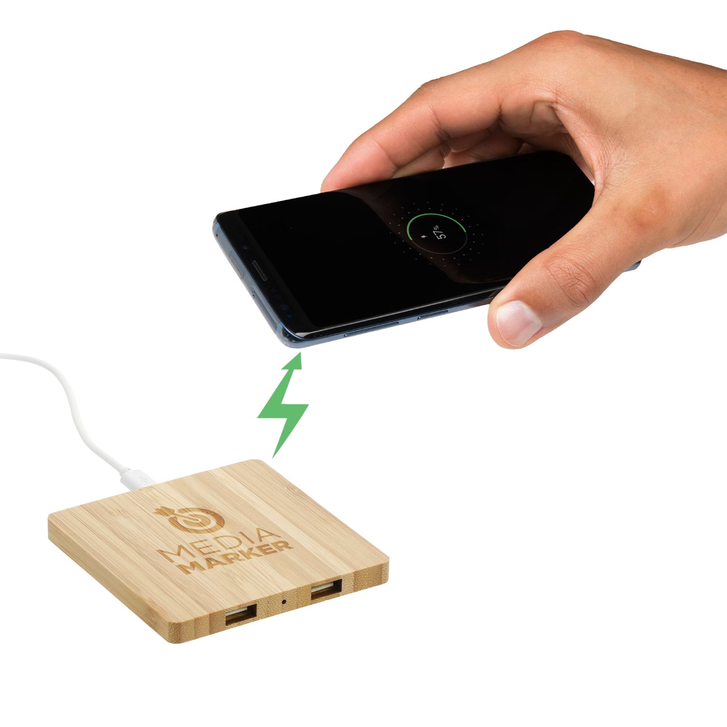 Bamboo Wireless Charging Pad with Dual Outputs