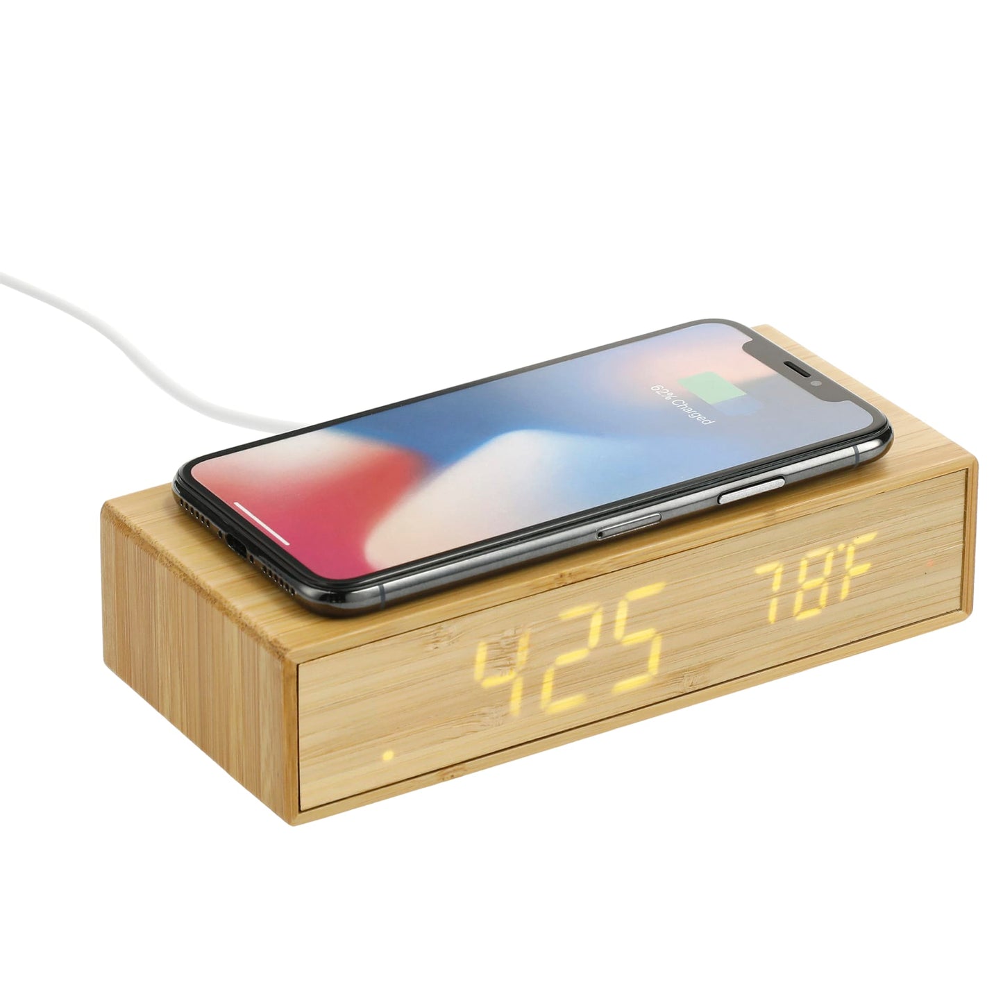 Bamboo Wireless Charging Desk Clock