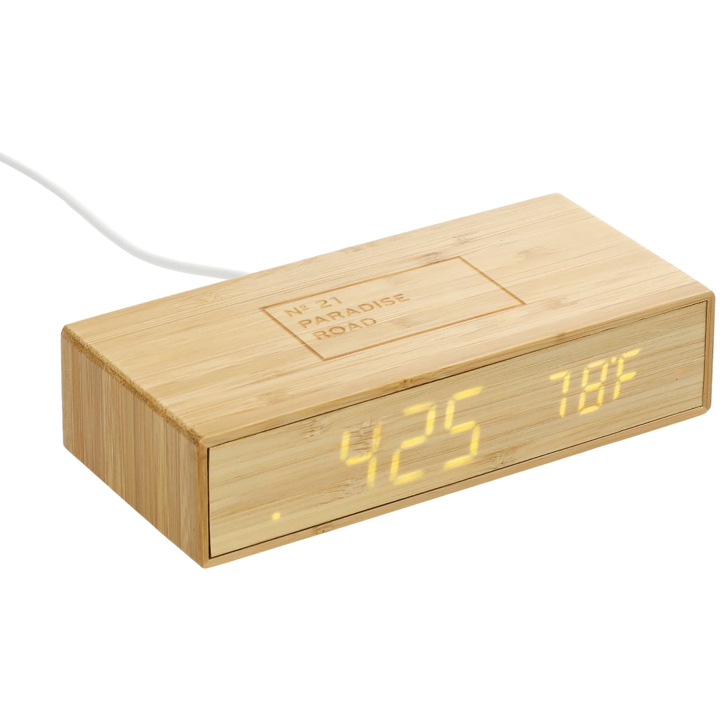 Bamboo Wireless Charging Desk Clock