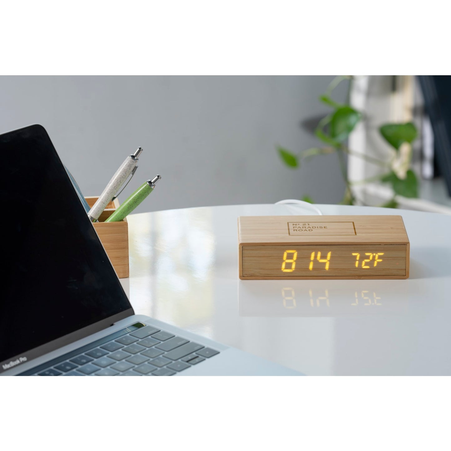 Bamboo Wireless Charging Desk Clock