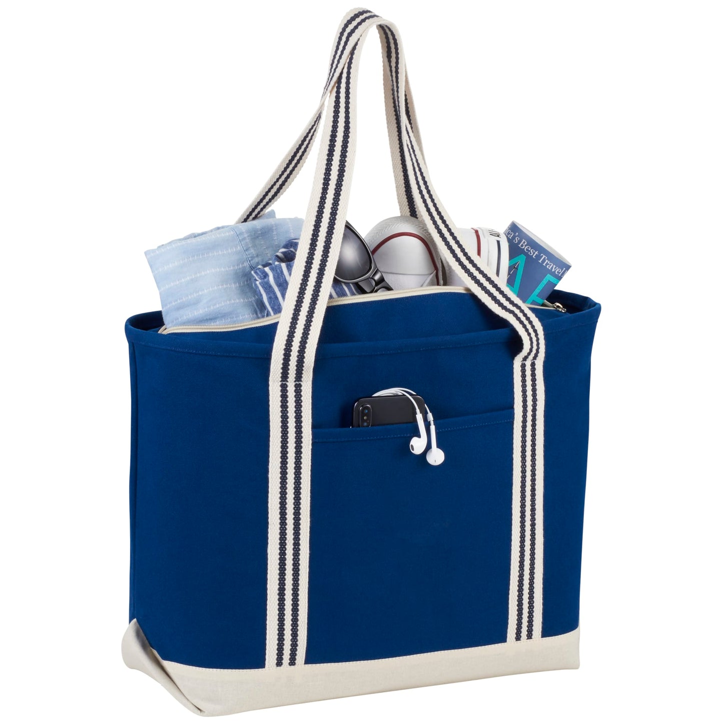 Atlantic Stripe 20oz Cotton Zippered Boat Tote