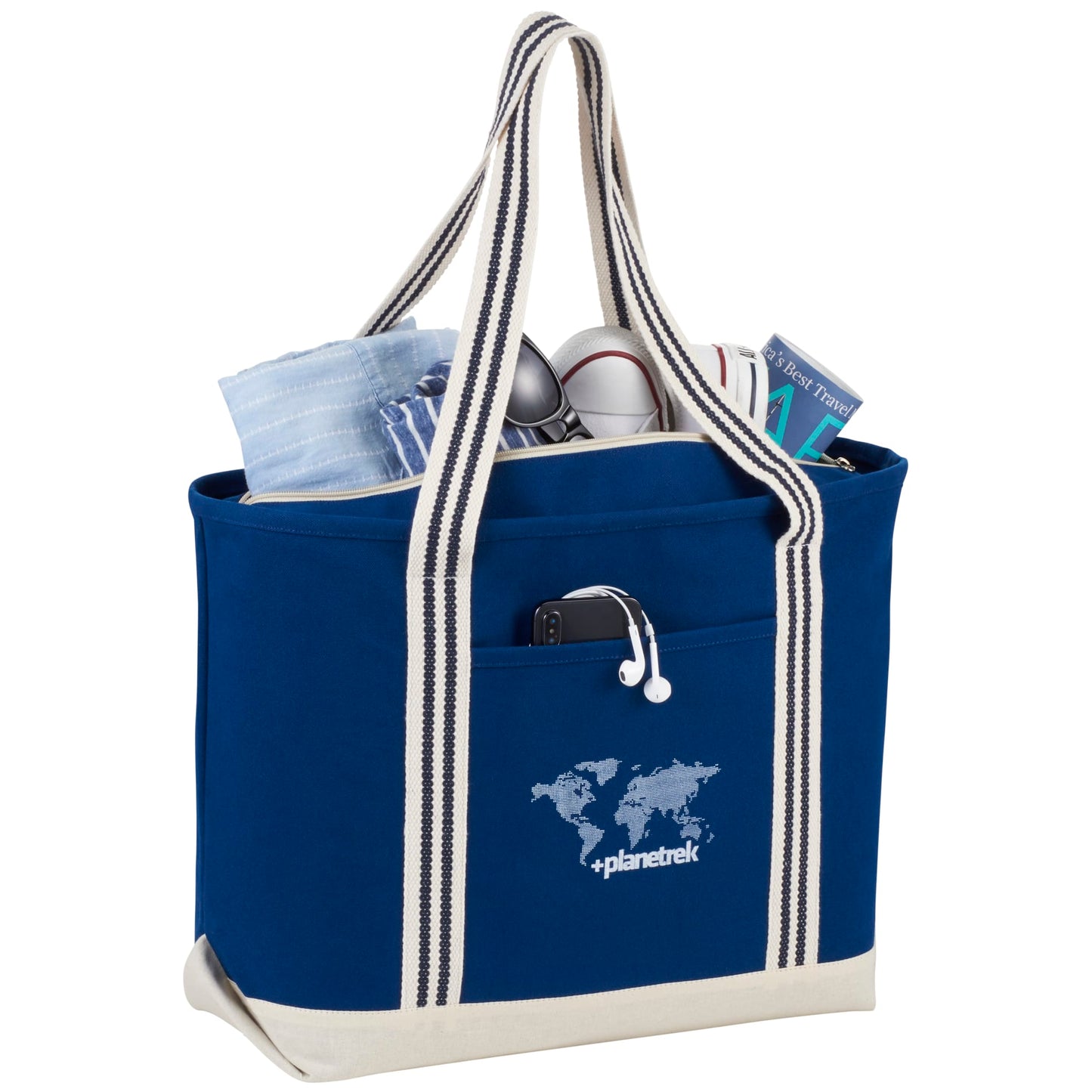 Atlantic Stripe 20oz Cotton Zippered Boat Tote