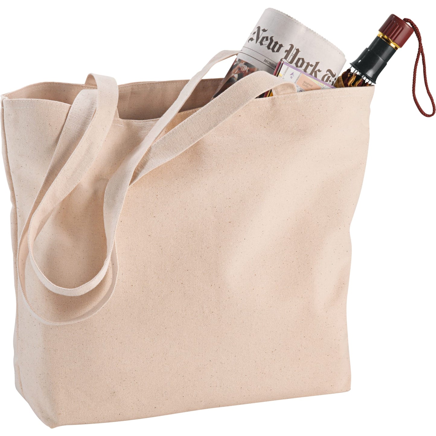 Zippered 12oz Cotton Canvas Shopper Tote