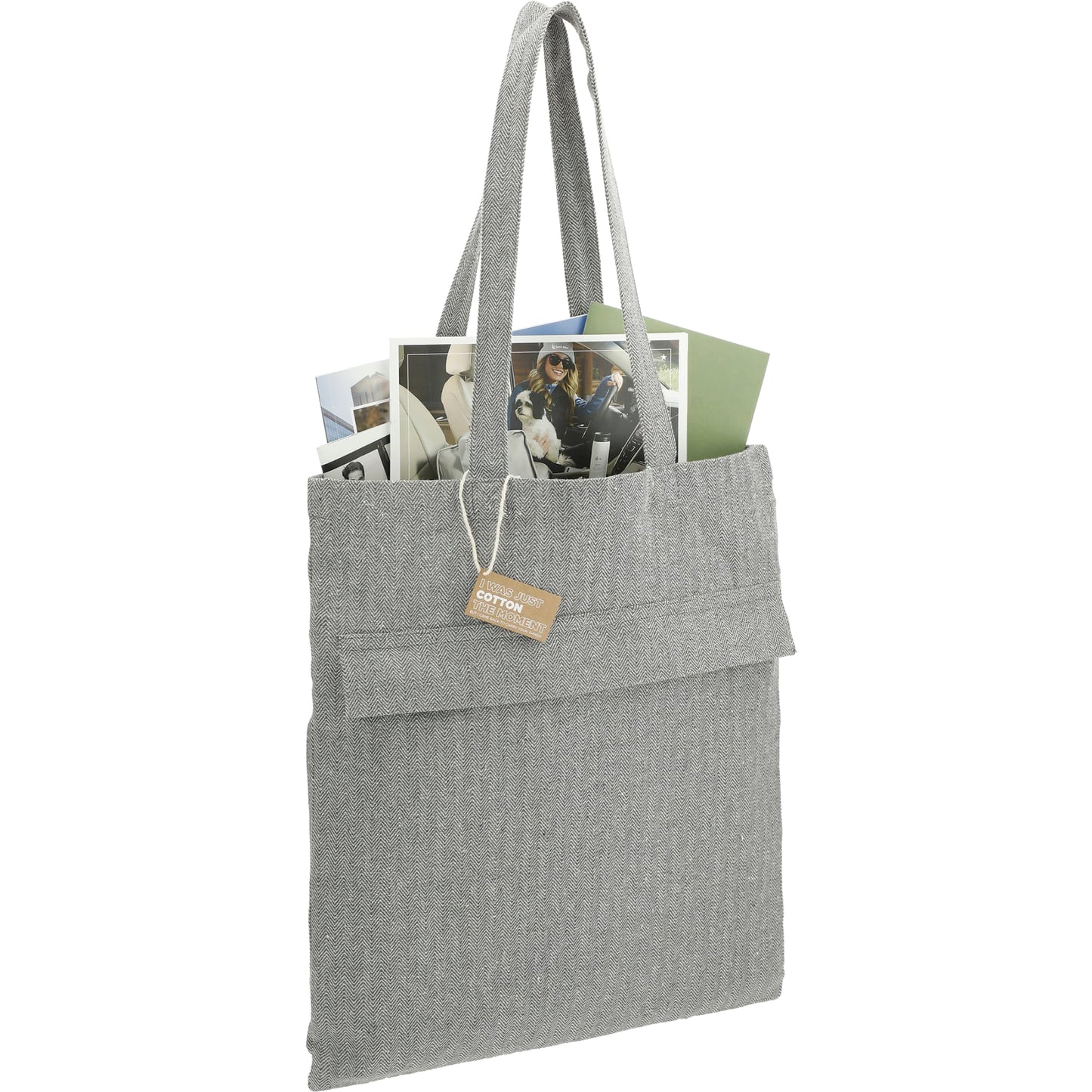 Recycled Cotton Herringbone Tote w/Zip Pocket