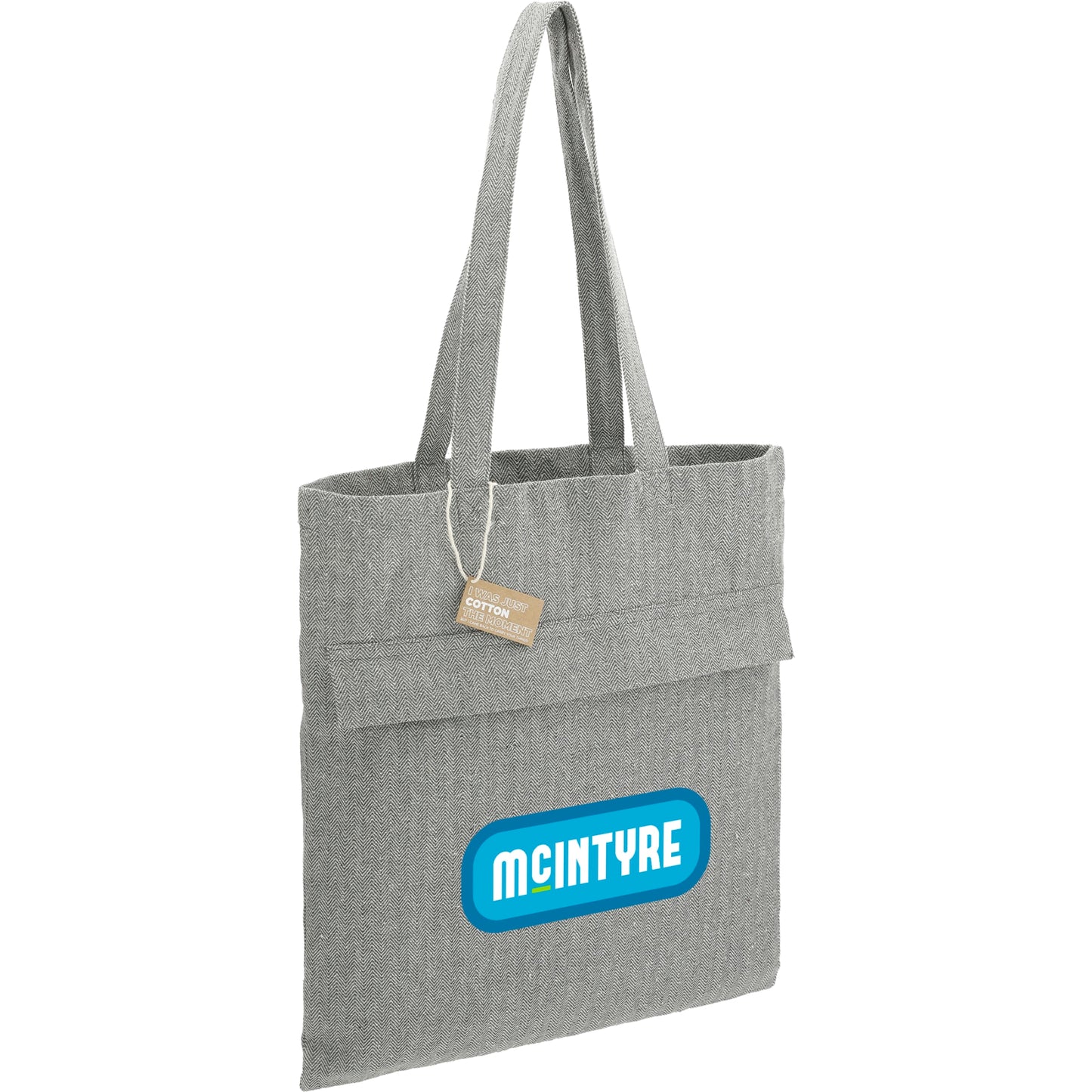 Recycled Cotton Herringbone Tote w/Zip Pocket