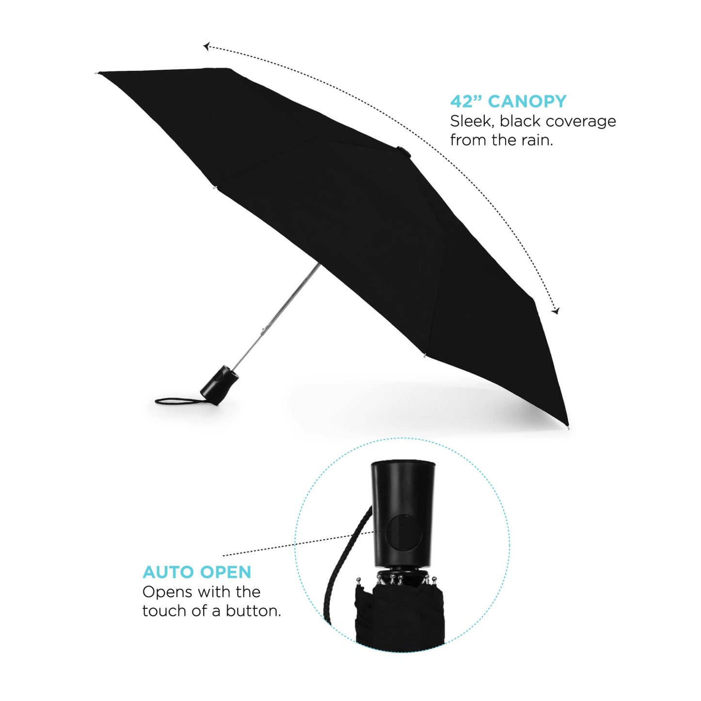 42" totes® 3 Section Auto Open Umbrella