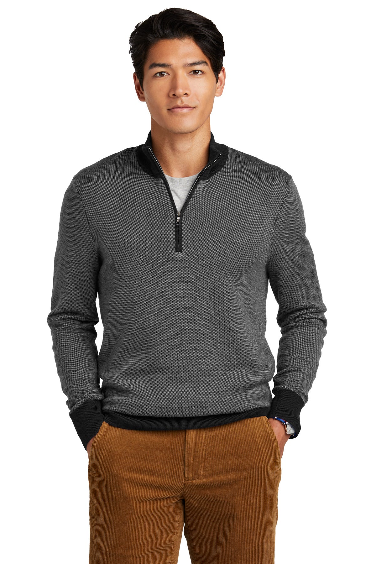 Brooks Brothers® Washable Merino Birdseye 1/4-Zip Sweater