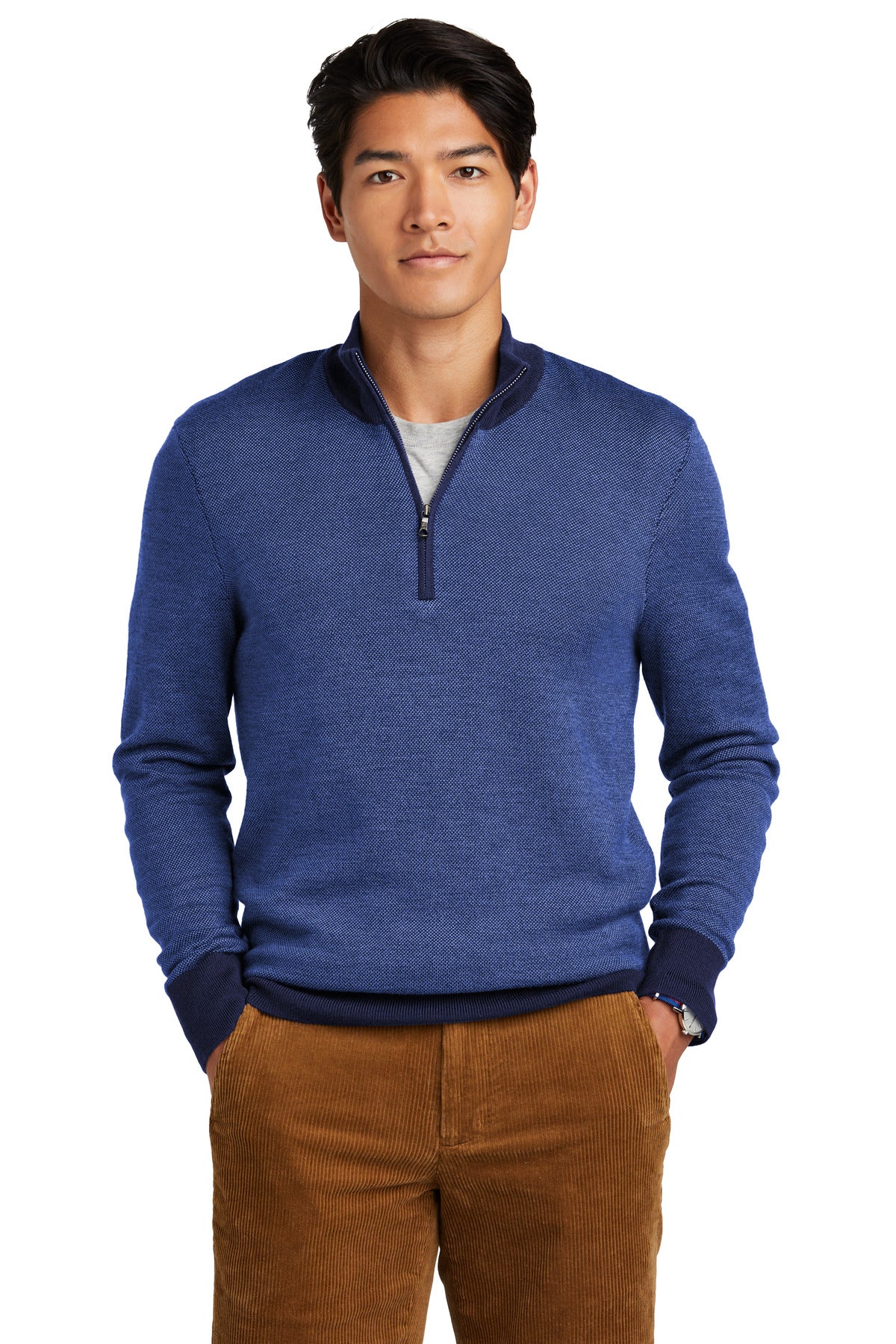 Brooks Brothers® Washable Merino Birdseye 1/4-Zip Sweater