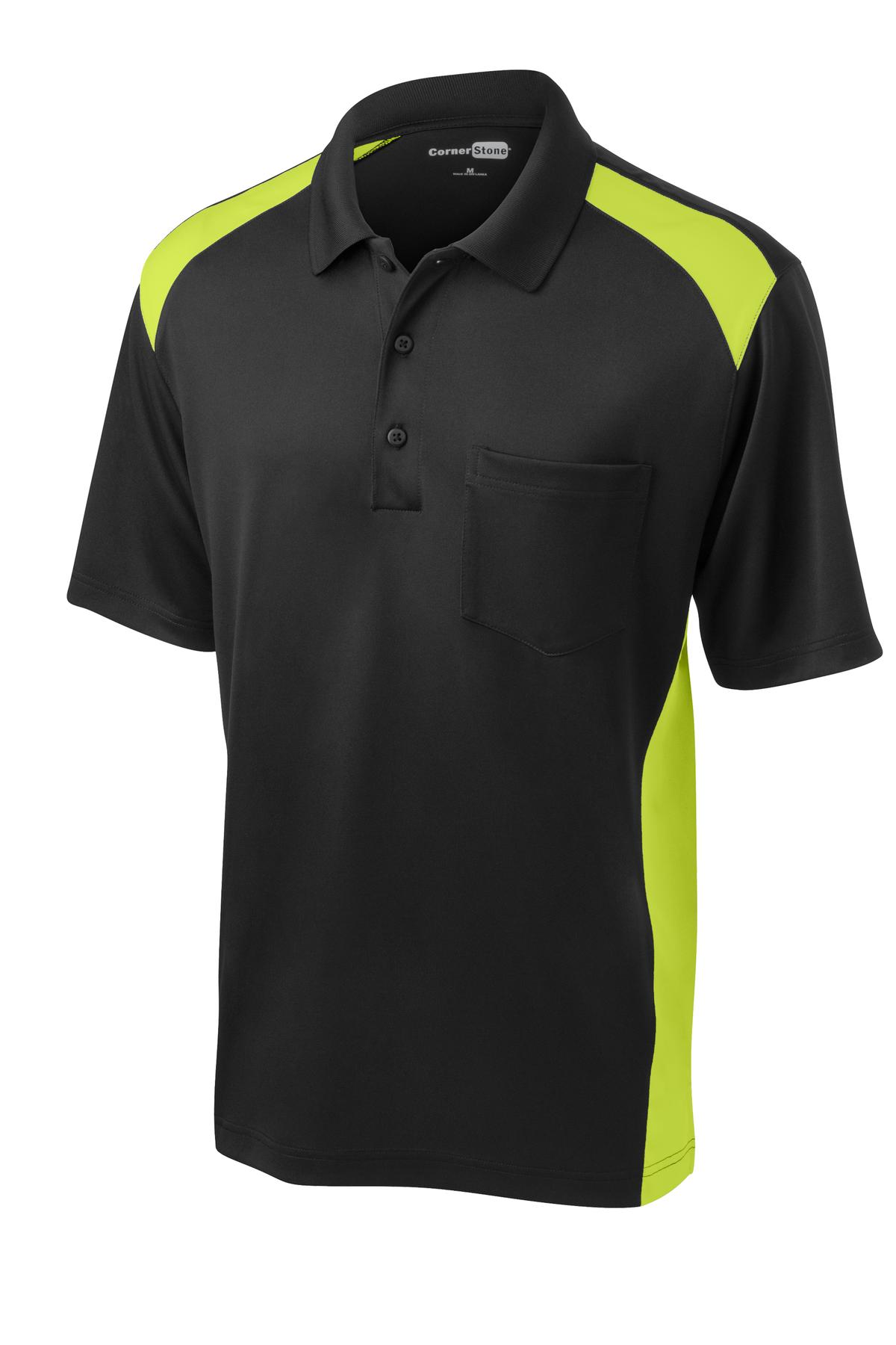 CornerStone® Select Snag-Proof Two Way Colorblock Pocket Polo