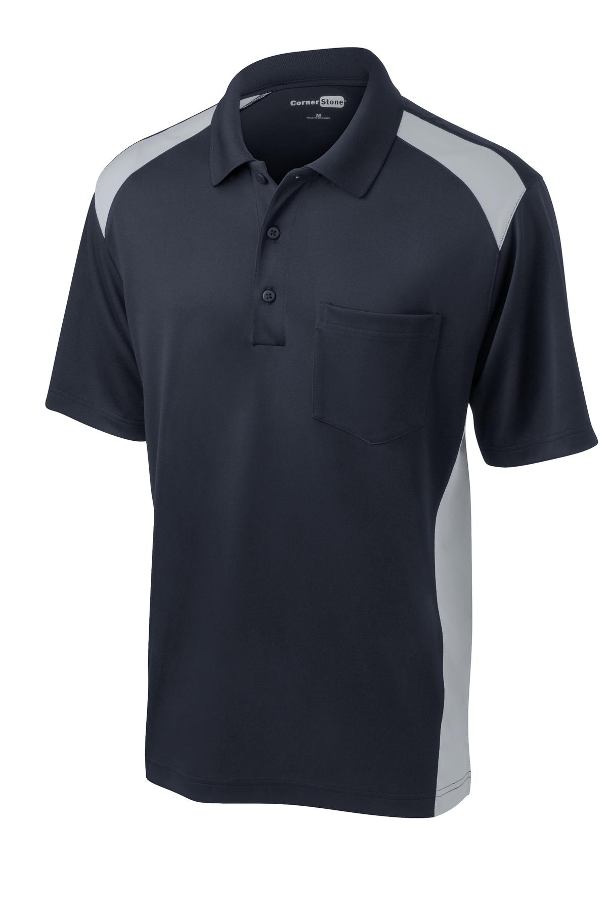 CornerStone® Select Snag-Proof Two Way Colorblock Pocket Polo