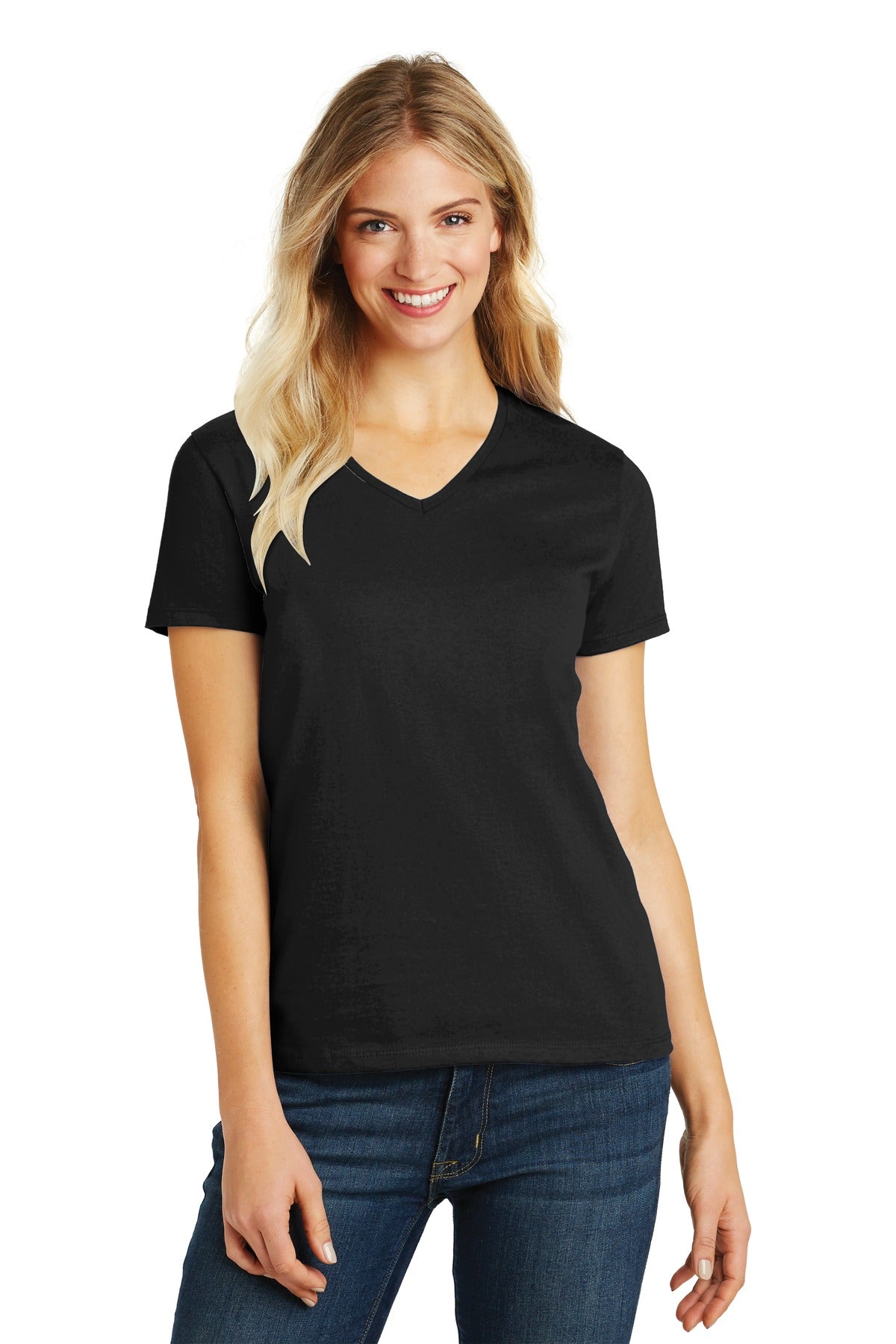 District® Women's Perfect Blend® CVC V-Neck Tee (CORE COLORS)