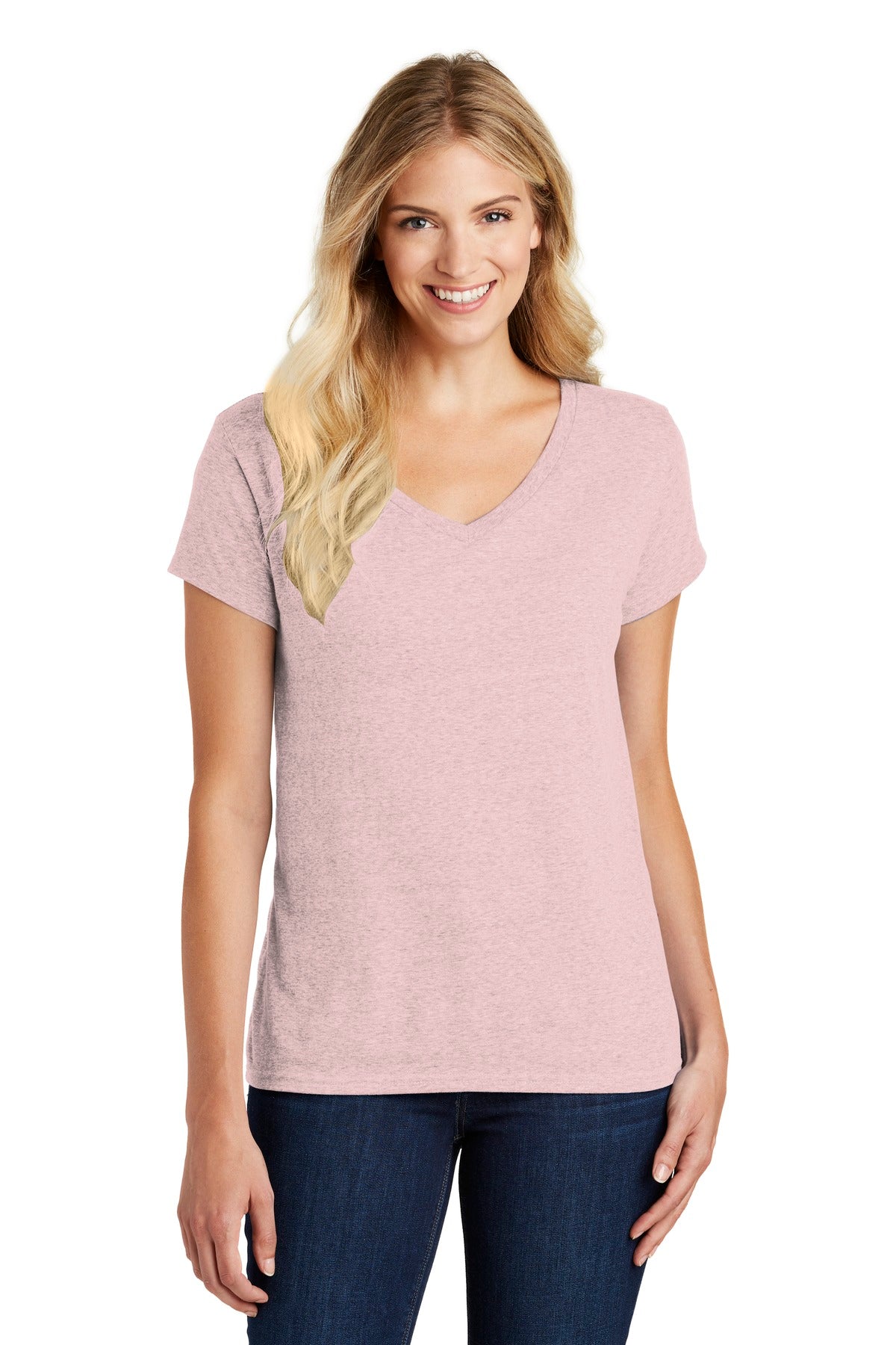 District® Women's Perfect Blend® CVC V-Neck Tee (CORE COLORS)