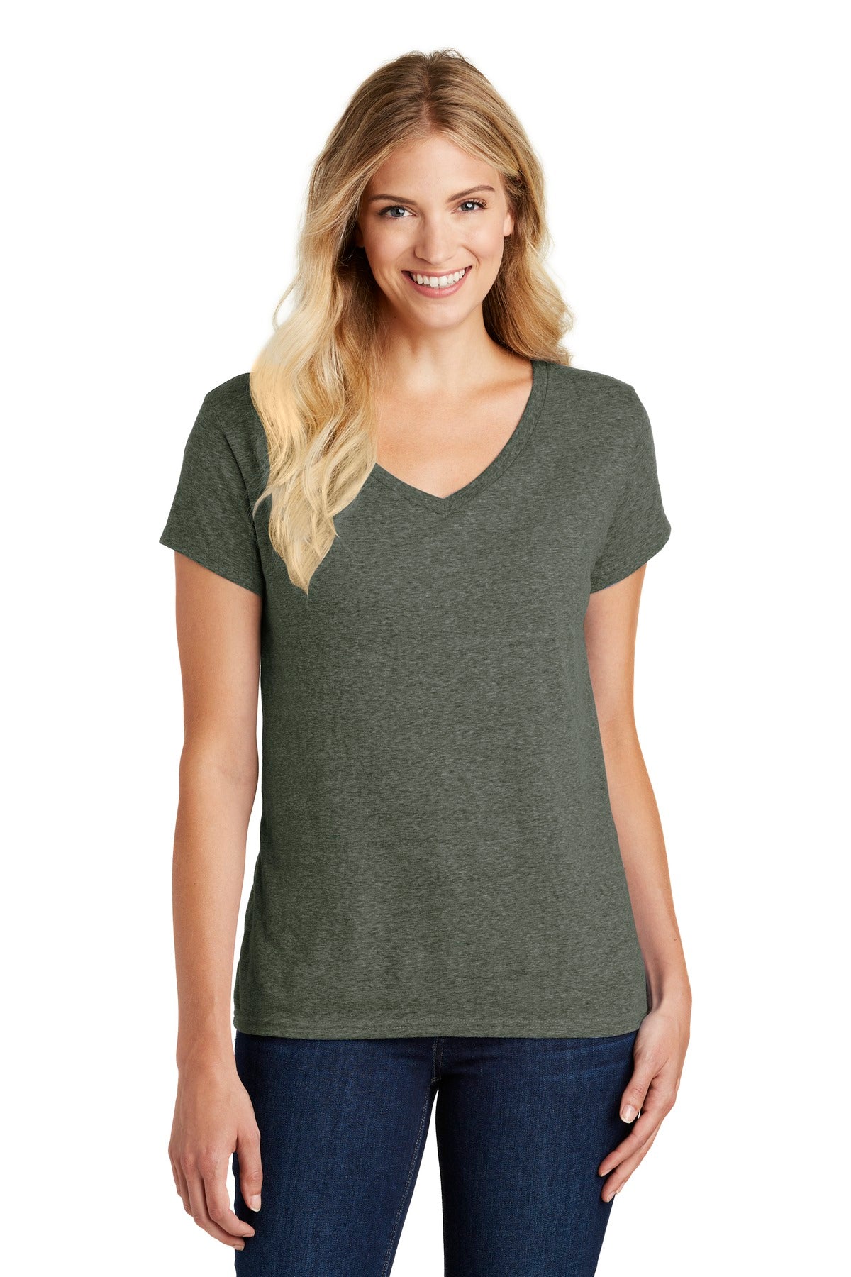 District® Women's Perfect Blend® CVC V-Neck Tee (CORE COLORS)