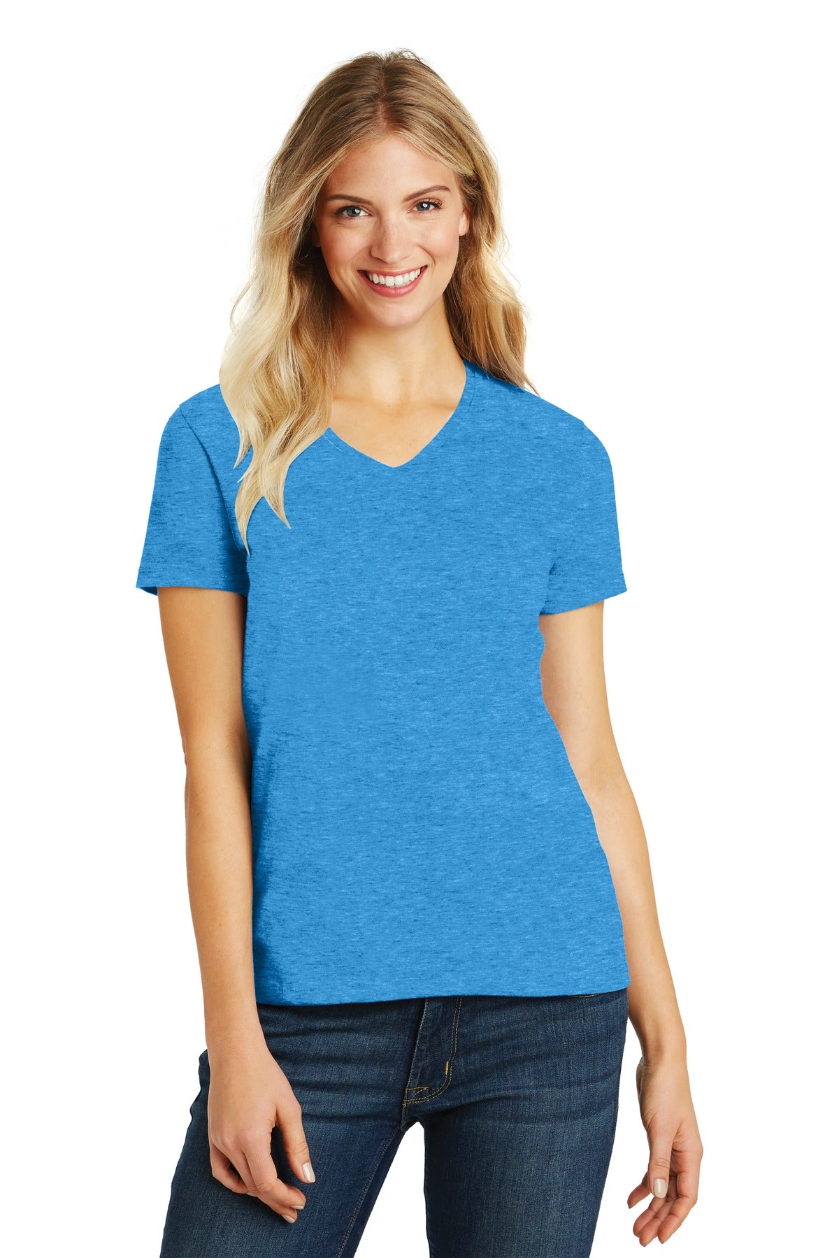 District® Women's Perfect Blend® CVC V-Neck Tee (CORE COLORS)