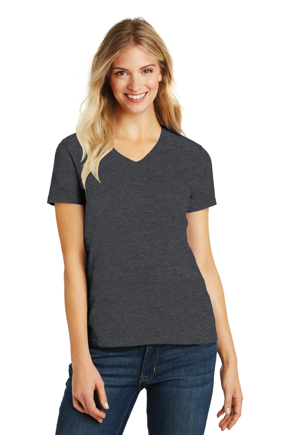 District® Women's Perfect Blend® CVC V-Neck Tee (CORE COLORS)