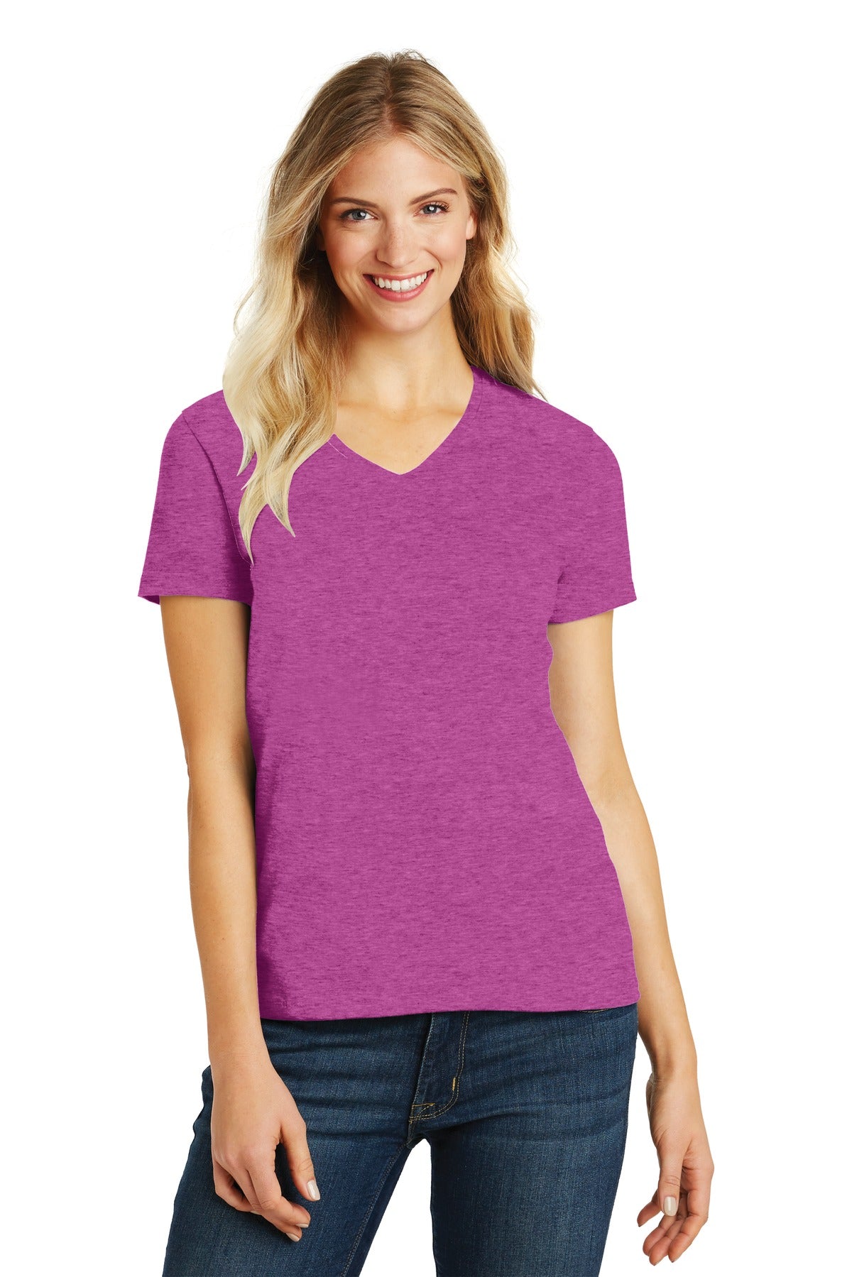 District® Women's Perfect Blend® CVC V-Neck Tee (CORE COLORS)