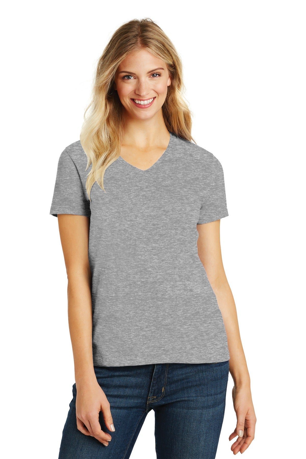 District® Women's Perfect Blend® CVC V-Neck Tee (CORE COLORS)