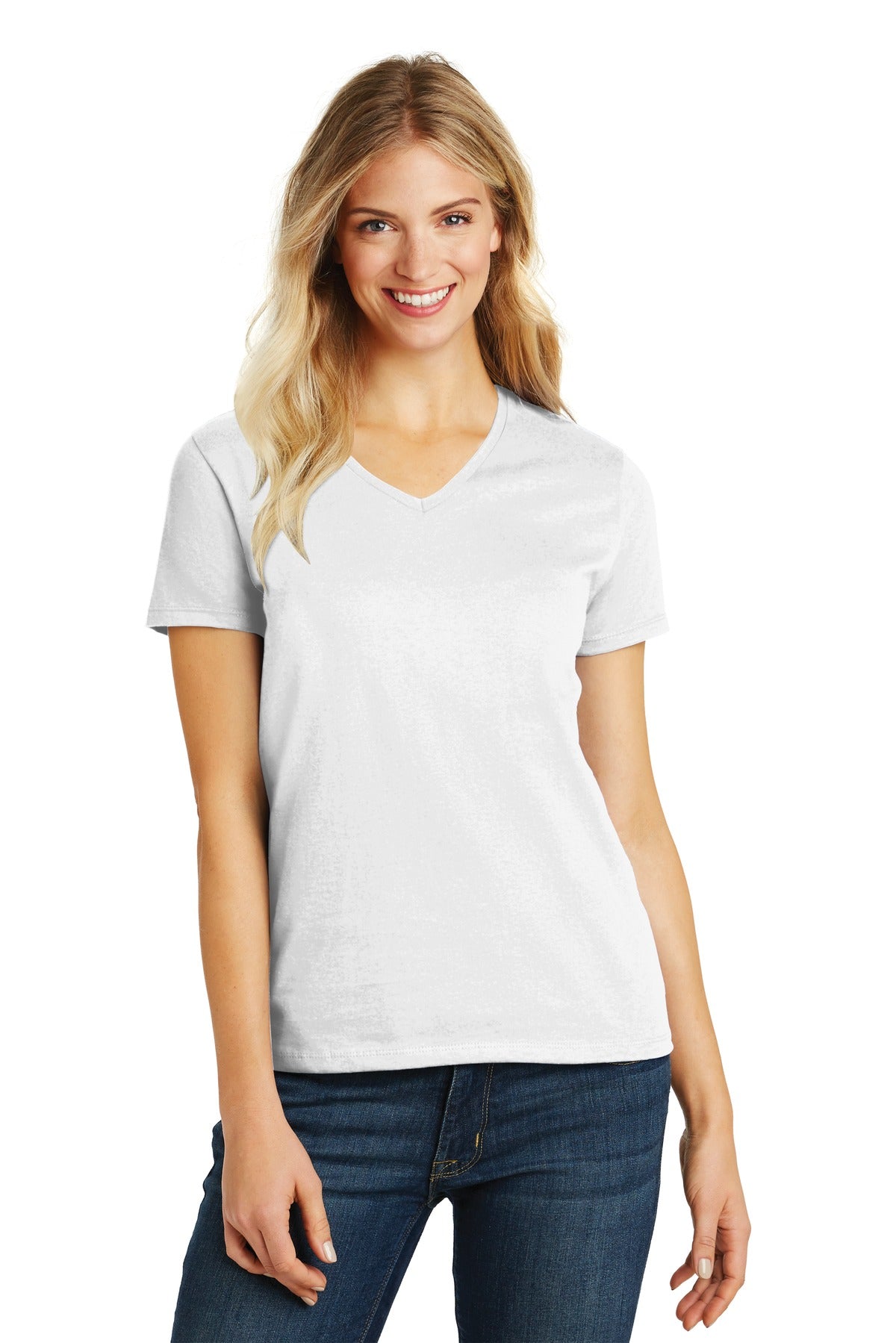 District® Women's Perfect Blend® CVC V-Neck Tee (CORE COLORS)