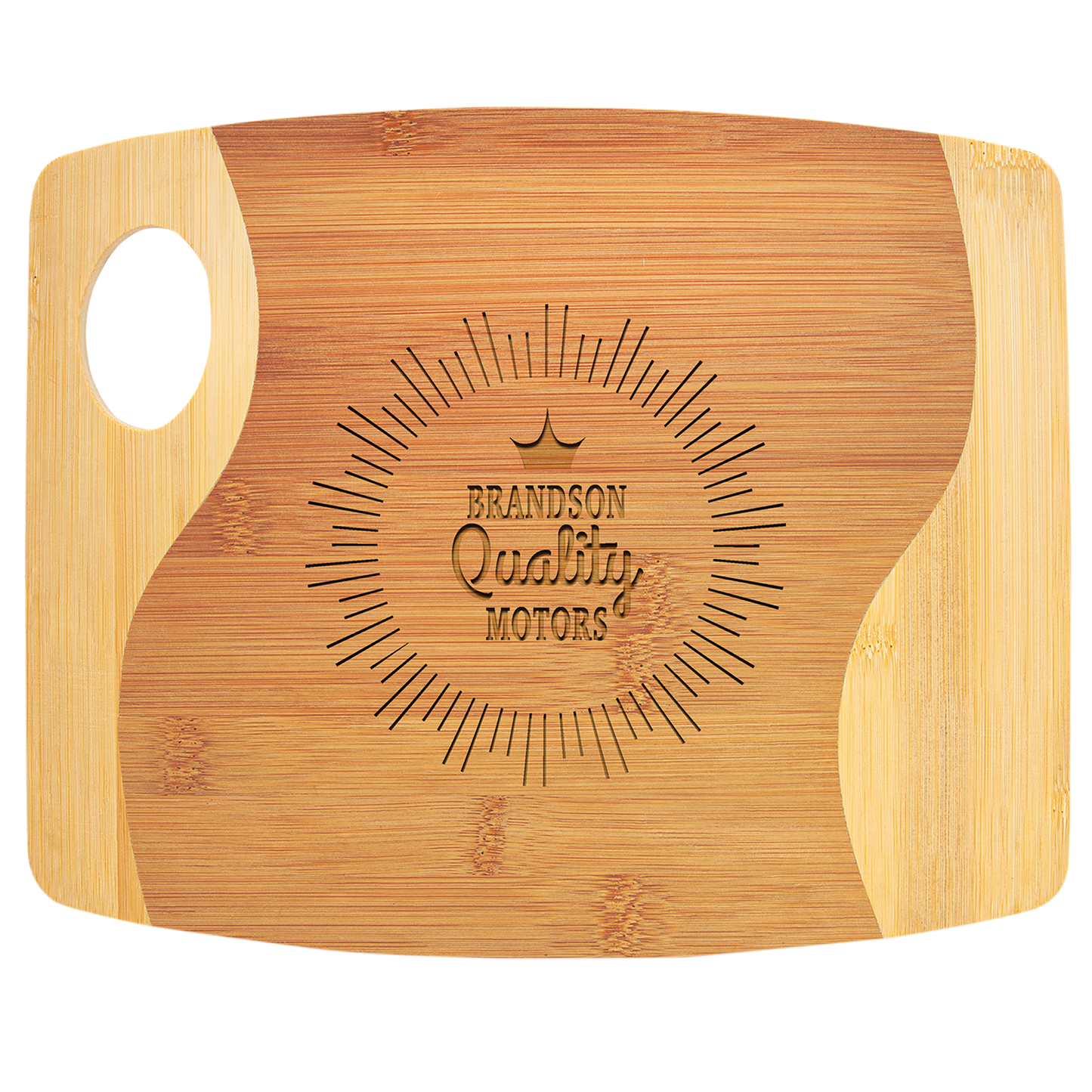 Bamboo Two-Tone Cutting Board with Handle - Multiple Sizes