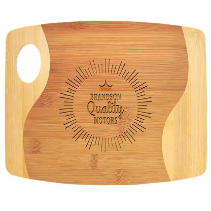 Bamboo Two-Tone Cutting Board with Handle - Multiple Sizes