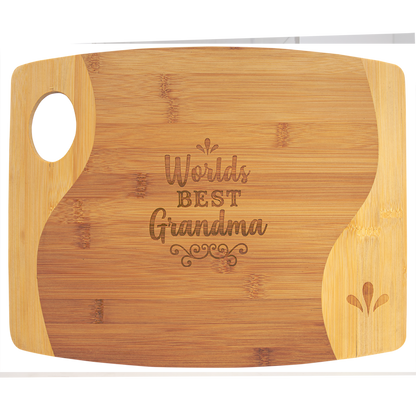 Bamboo Two-Tone Cutting Board with Handle - Multiple Sizes