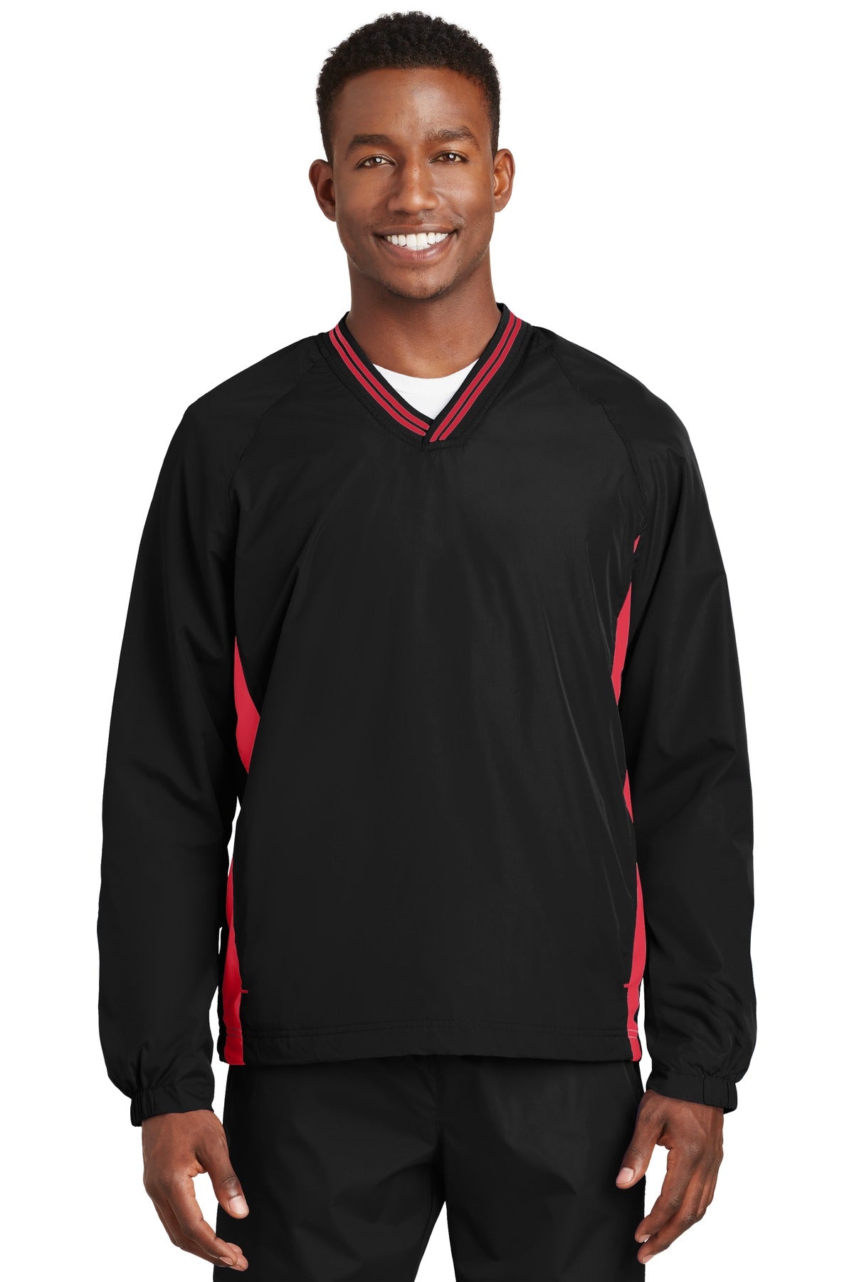 Sport-Tek® Tipped V-Neck Raglan Wind Shirt