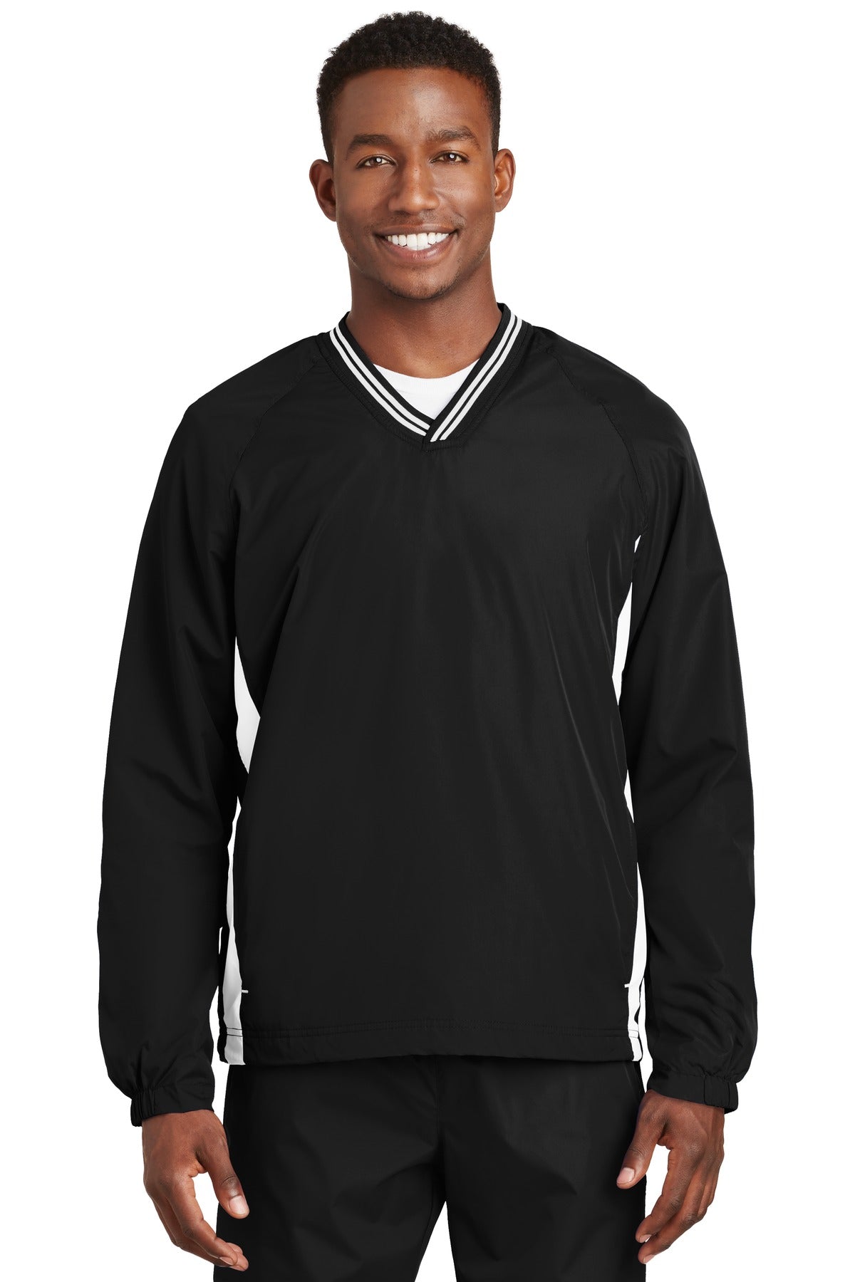 Sport-Tek® Tipped V-Neck Raglan Wind Shirt