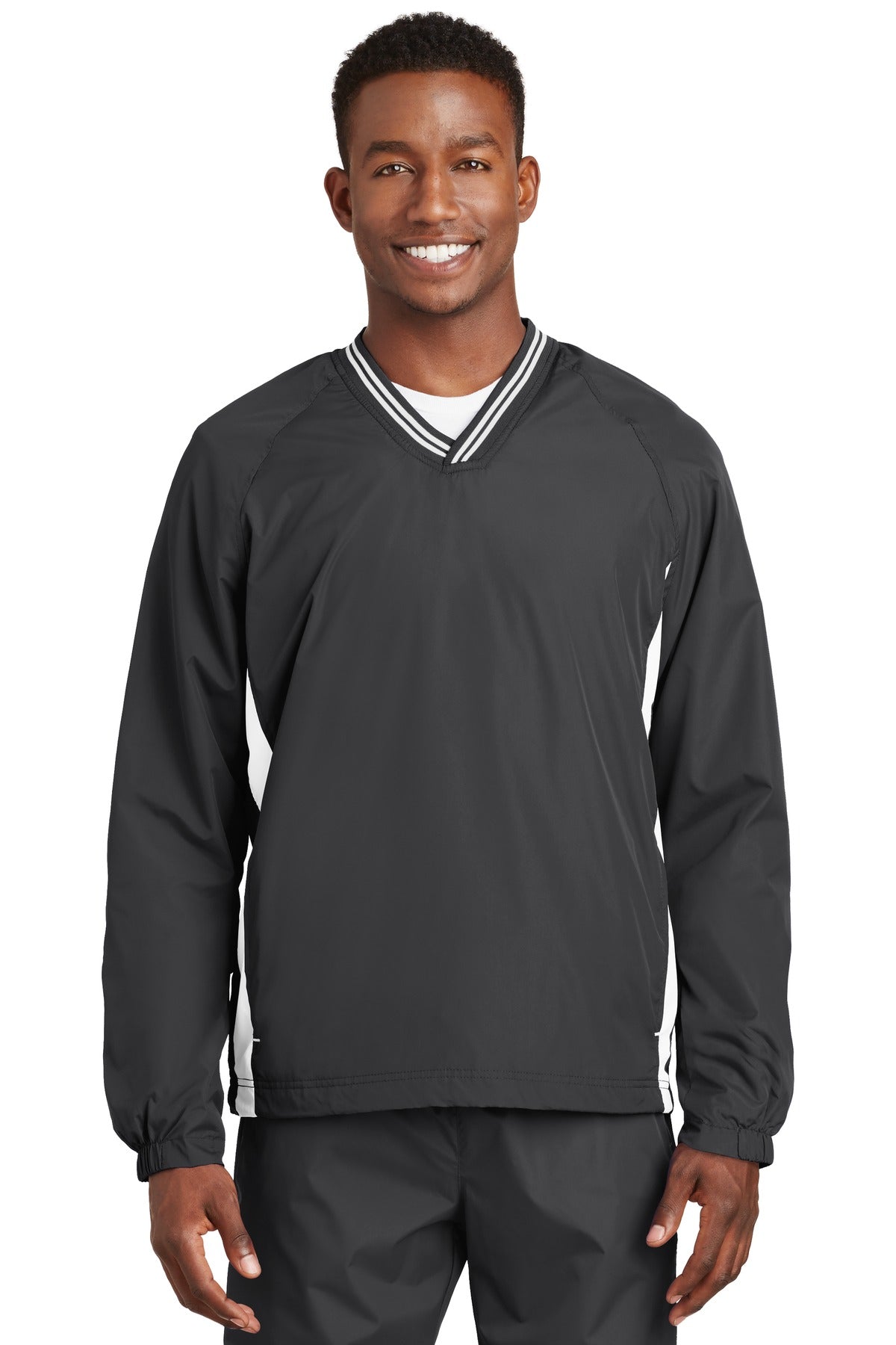 Sport-Tek® Tipped V-Neck Raglan Wind Shirt