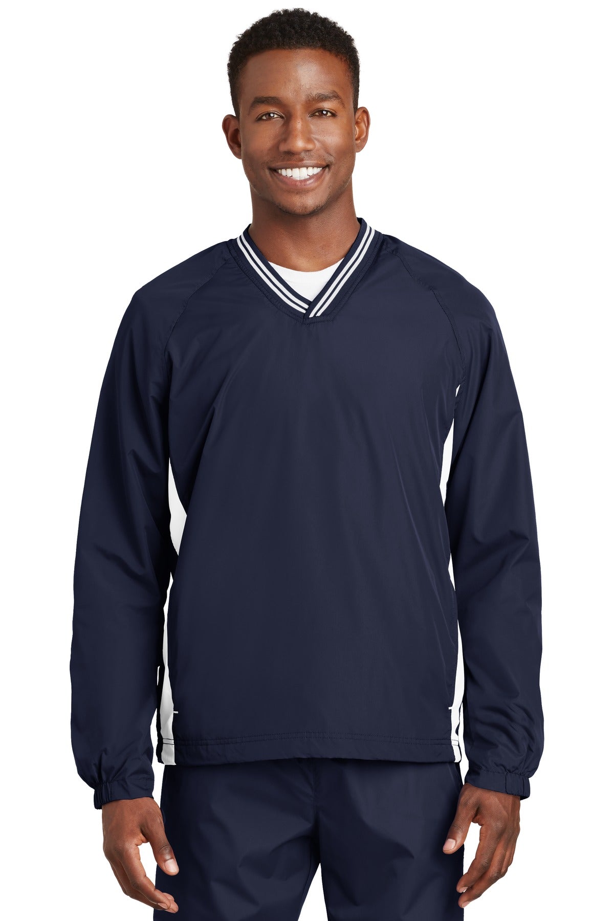 Sport-Tek® Tipped V-Neck Raglan Wind Shirt