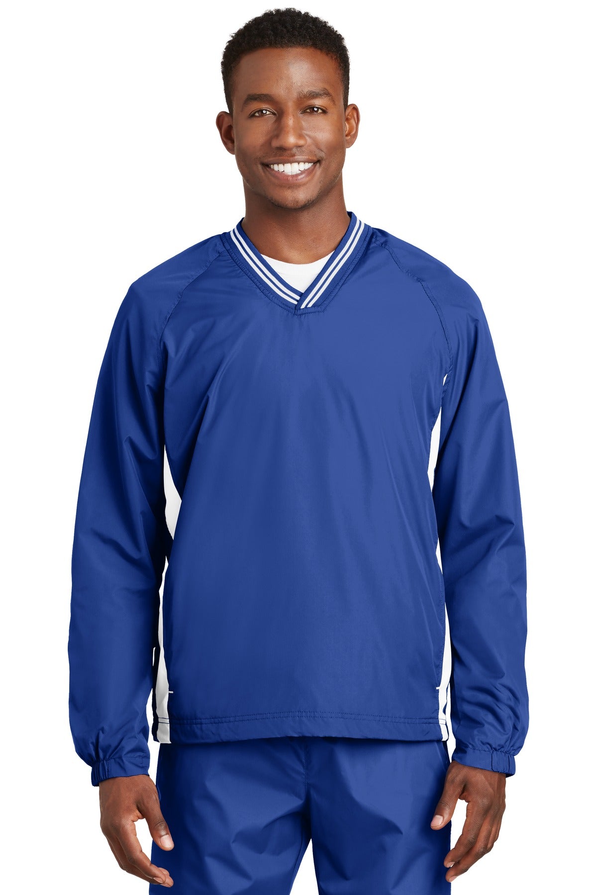 Sport-Tek® Tipped V-Neck Raglan Wind Shirt