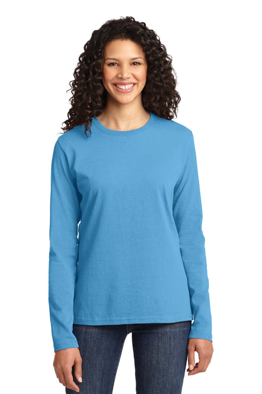 Port & Company® Women's Long Sleeve Core Cotton Tee (CORE COLORS)