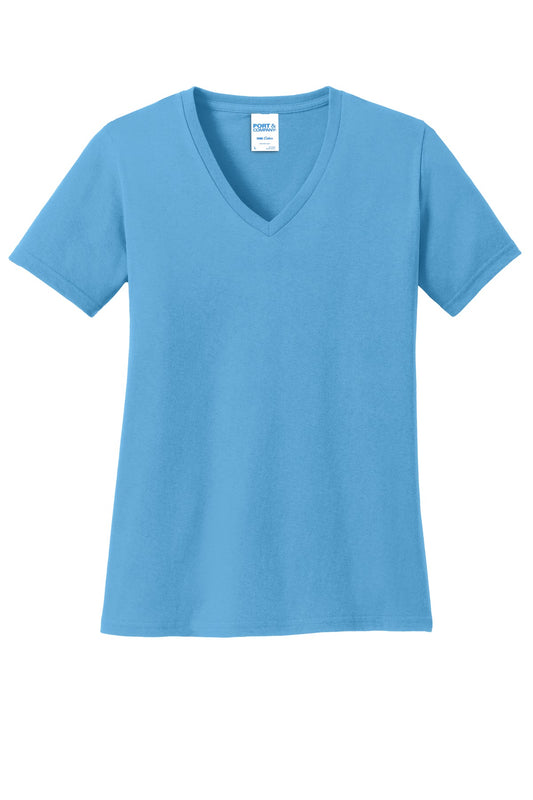 Port & Company® Women's Core Cotton V-Neck Tee (CORE COLORS)