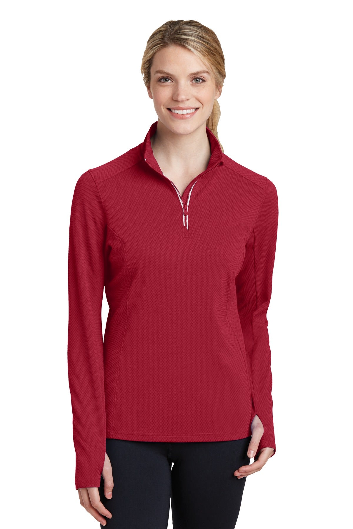 Sport-Tek® Women's Sport-Wick® Textured 1/4-Zip Pullover