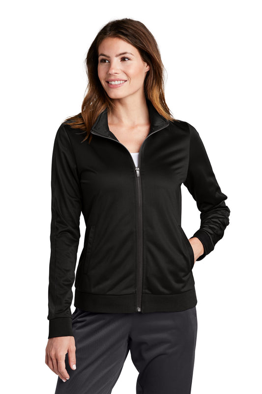 Sport-Tek® Ladies Tricot Sleeve Stripe Track Jacket