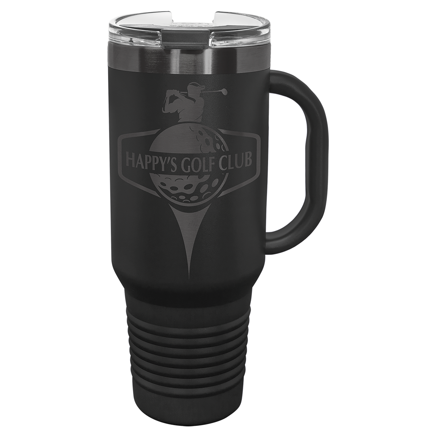 Polar Camel® 40 oz. Pastel Ghost Black ION-Plated Travel Mug with Handle & Straw