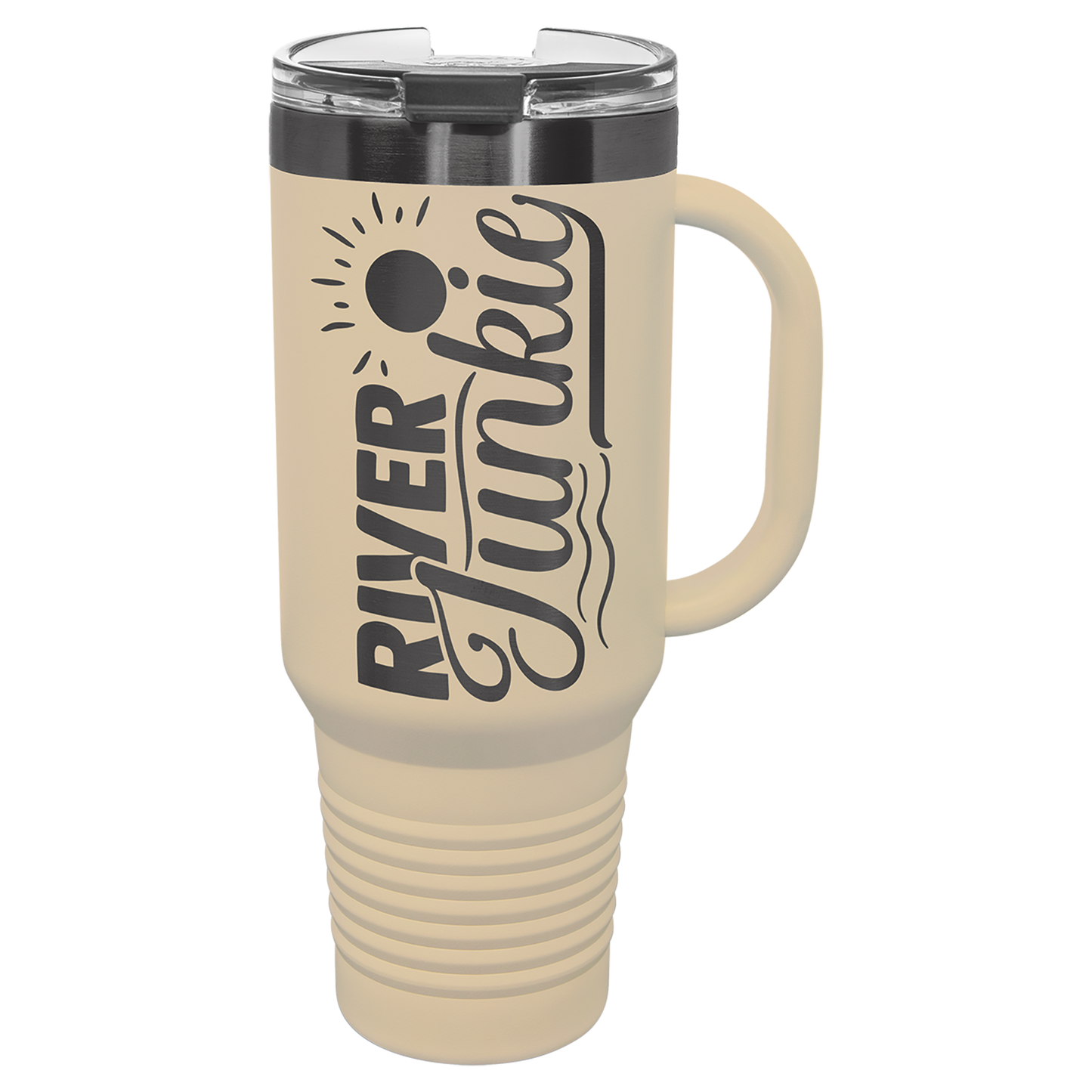 Polar Camel® 40 oz. Pastel Ghost Black ION-Plated Travel Mug with Handle & Straw