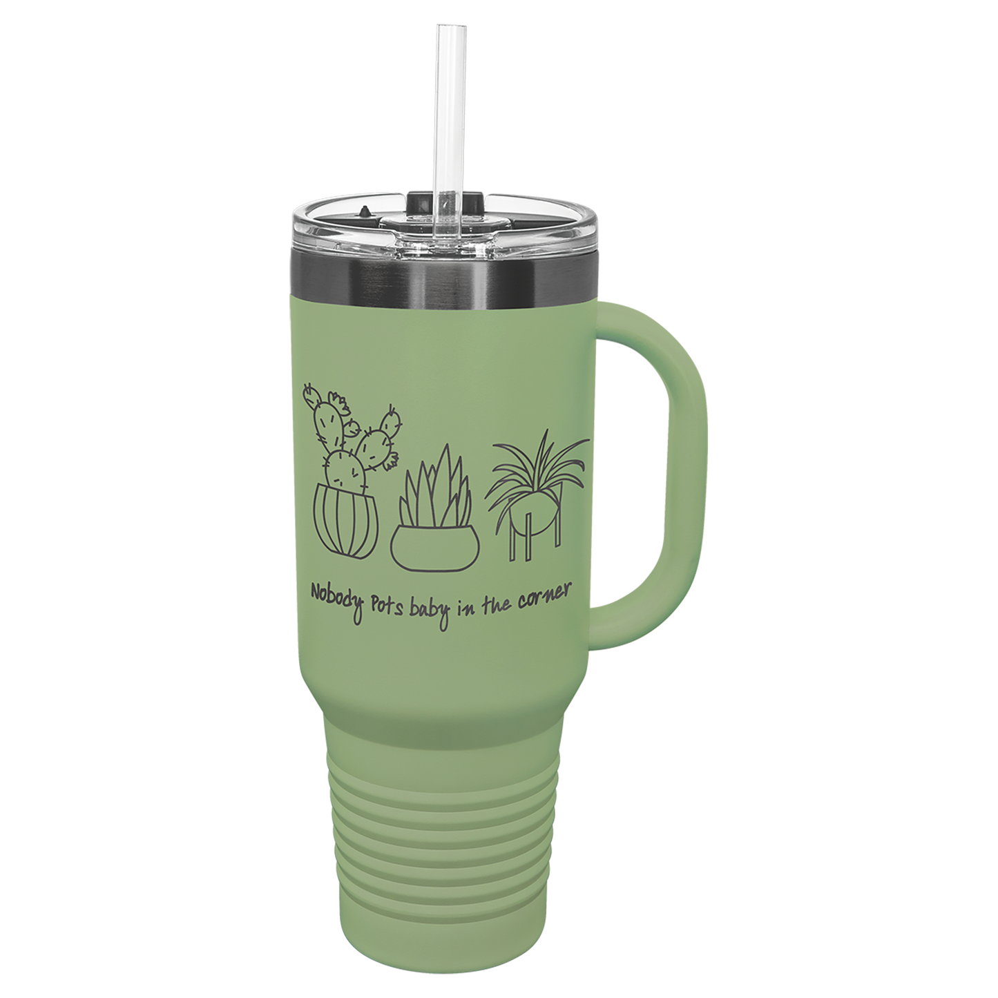 Polar Camel® 40 oz. Pastel Ghost Black ION-Plated Travel Mug with Handle & Straw