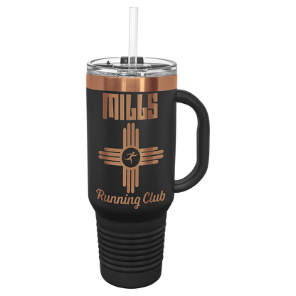 Polar Camel® 40 oz. Pastel Ghost Black ION-Plated Travel Mug with Handle & Straw