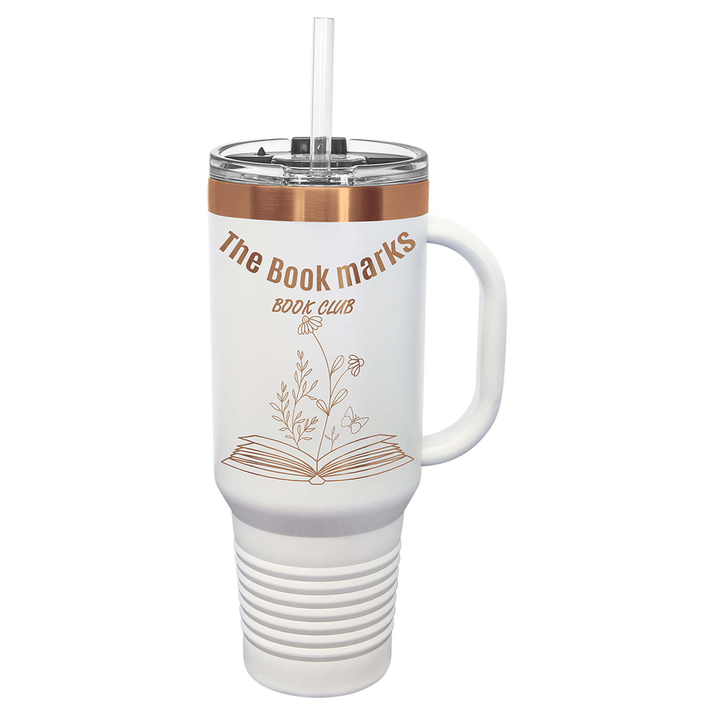 Polar Camel® 40 oz. Pastel Ghost Black ION-Plated Travel Mug with Handle & Straw