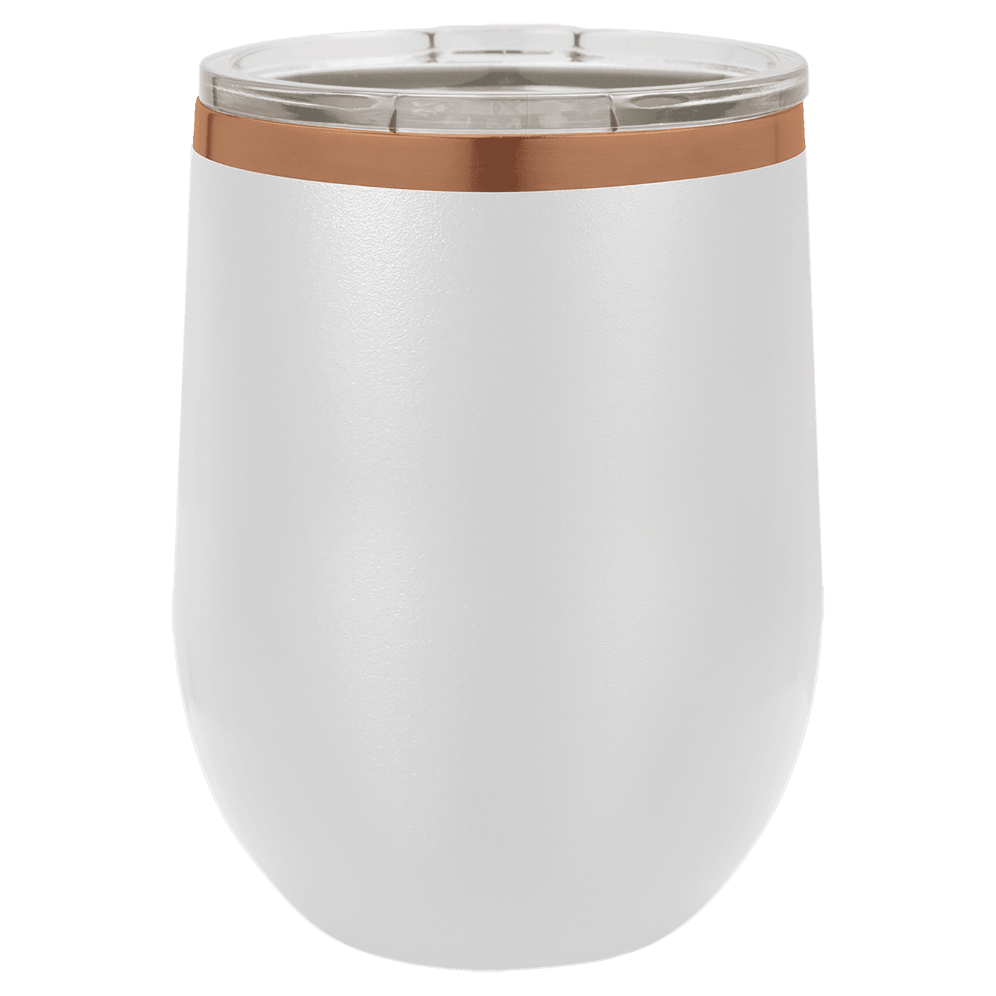 Polar Camel® 12oz White/Rose Gold ION-Plated Stemless Wine Tumbler with Lid