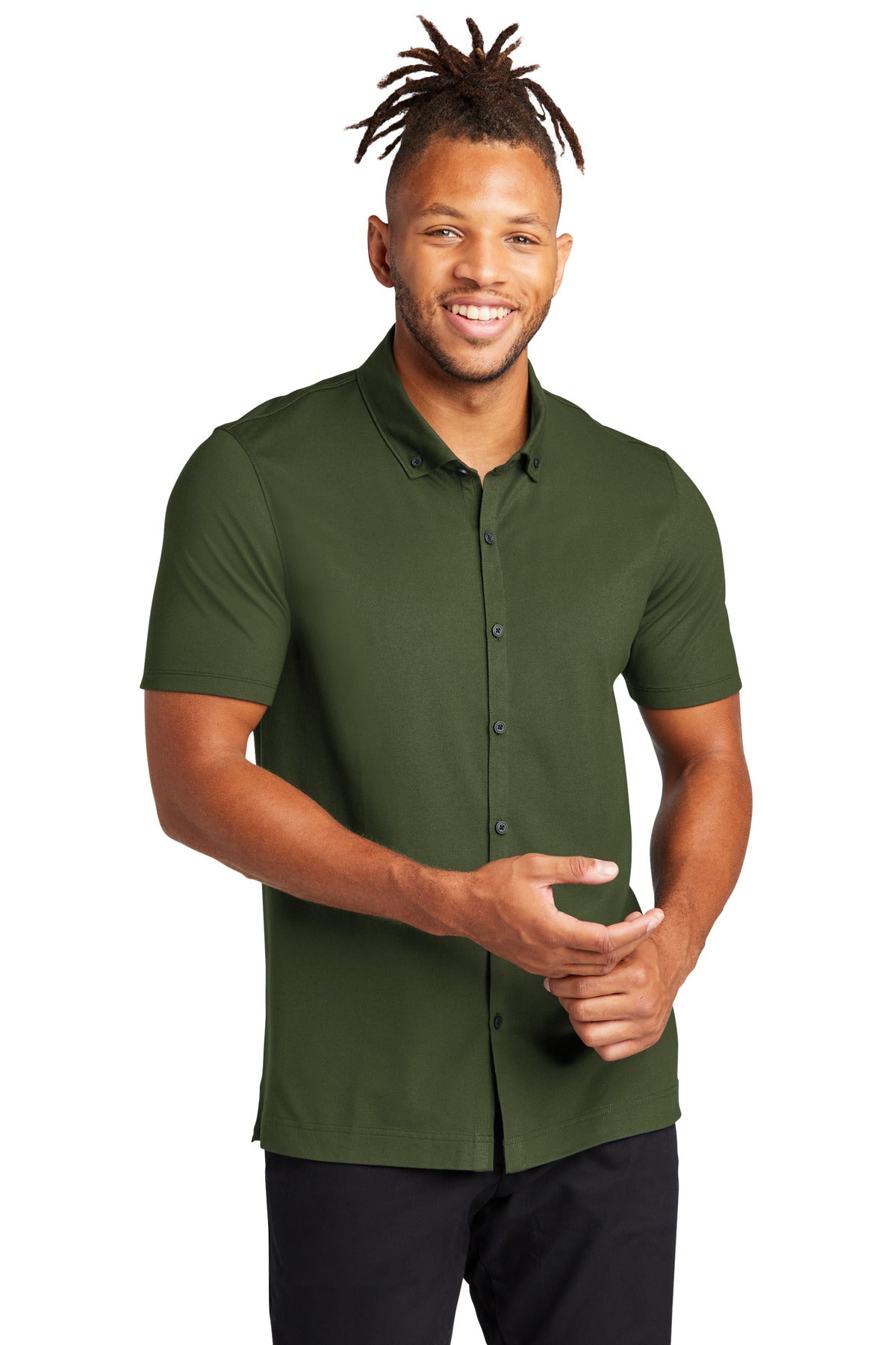 Mercer+Mettle® Stretch Pique Full-Button Polo