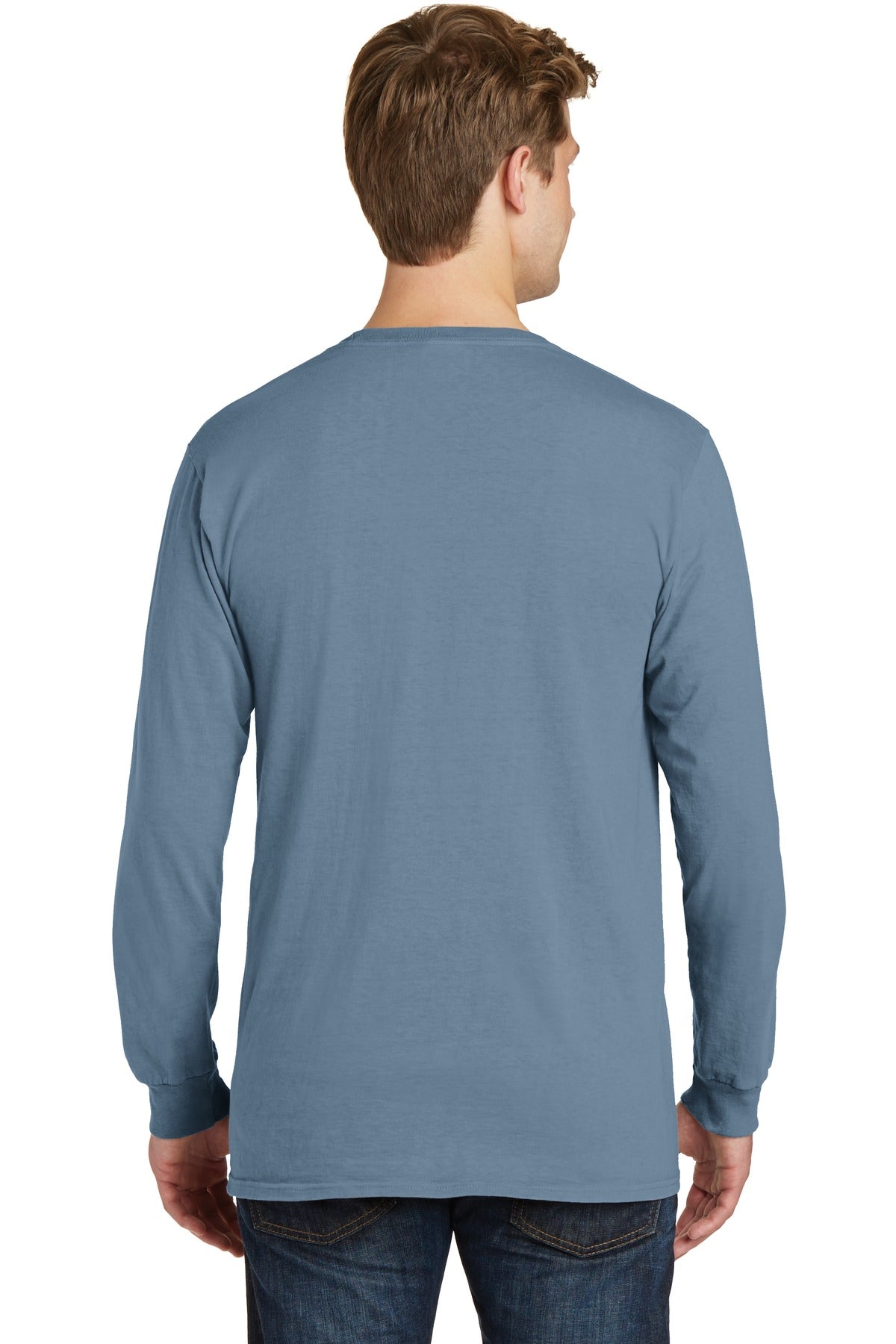 Port & Company® Beach Wash® Garment-Dyed Long Sleeve Pocket Tee