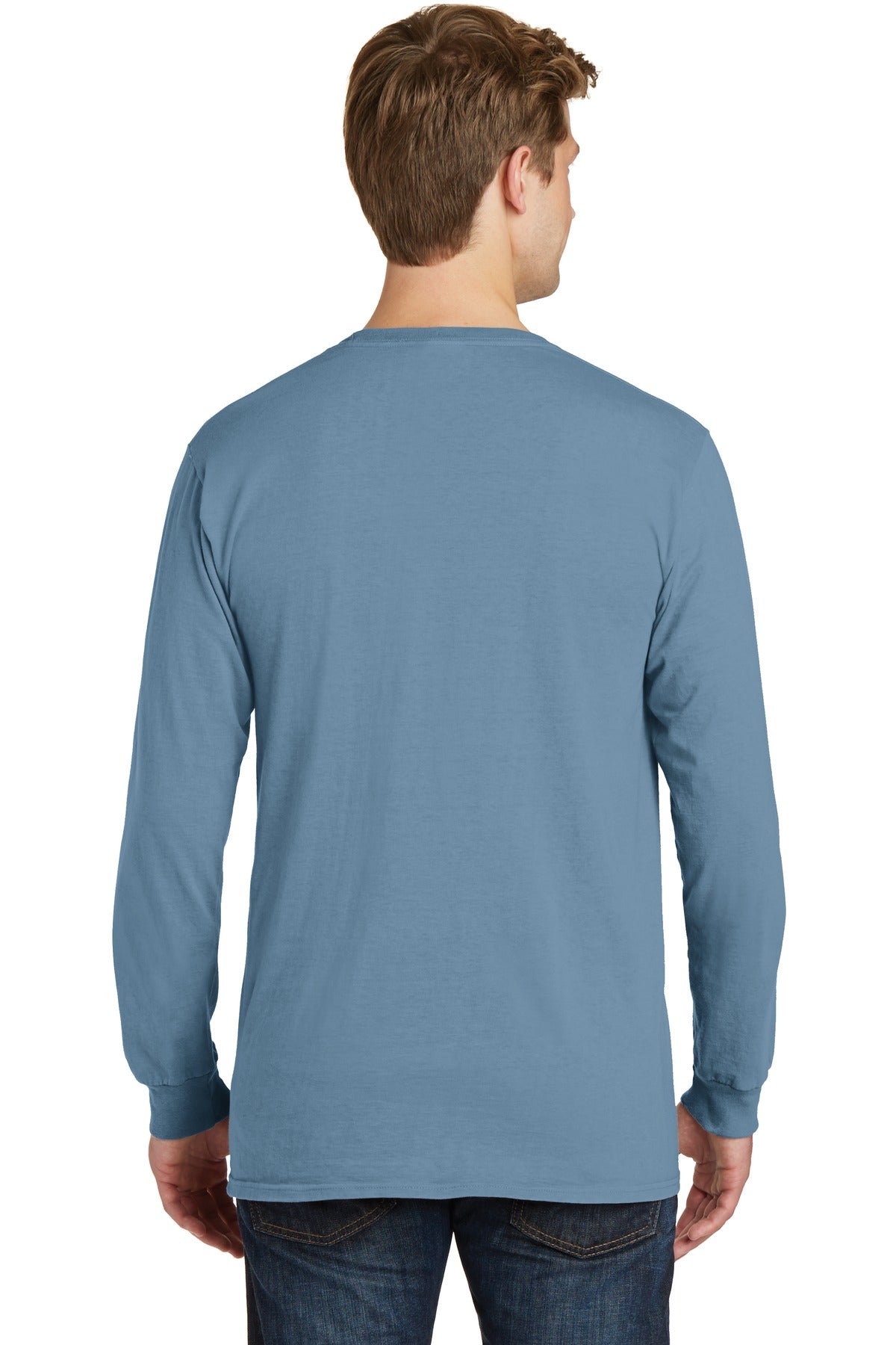 Port & Company® Beach Wash® Garment-Dyed Long Sleeve Pocket Tee