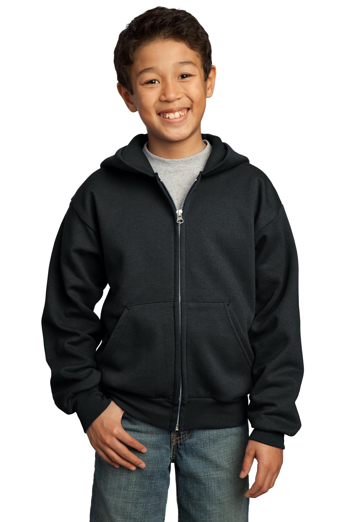 Port & Company® - Youth Core Fleece Full-Zip Hooded Sweatshirt