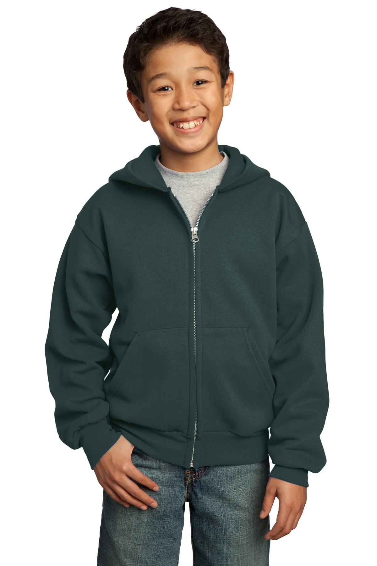 Port & Company® - Youth Core Fleece Full-Zip Hooded Sweatshirt